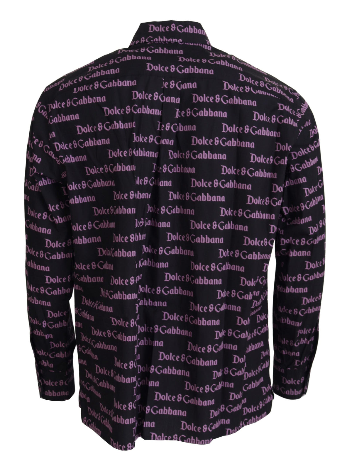 New Dolce & Gabbana Black Purple Logo Slim Dress Formal Shirt