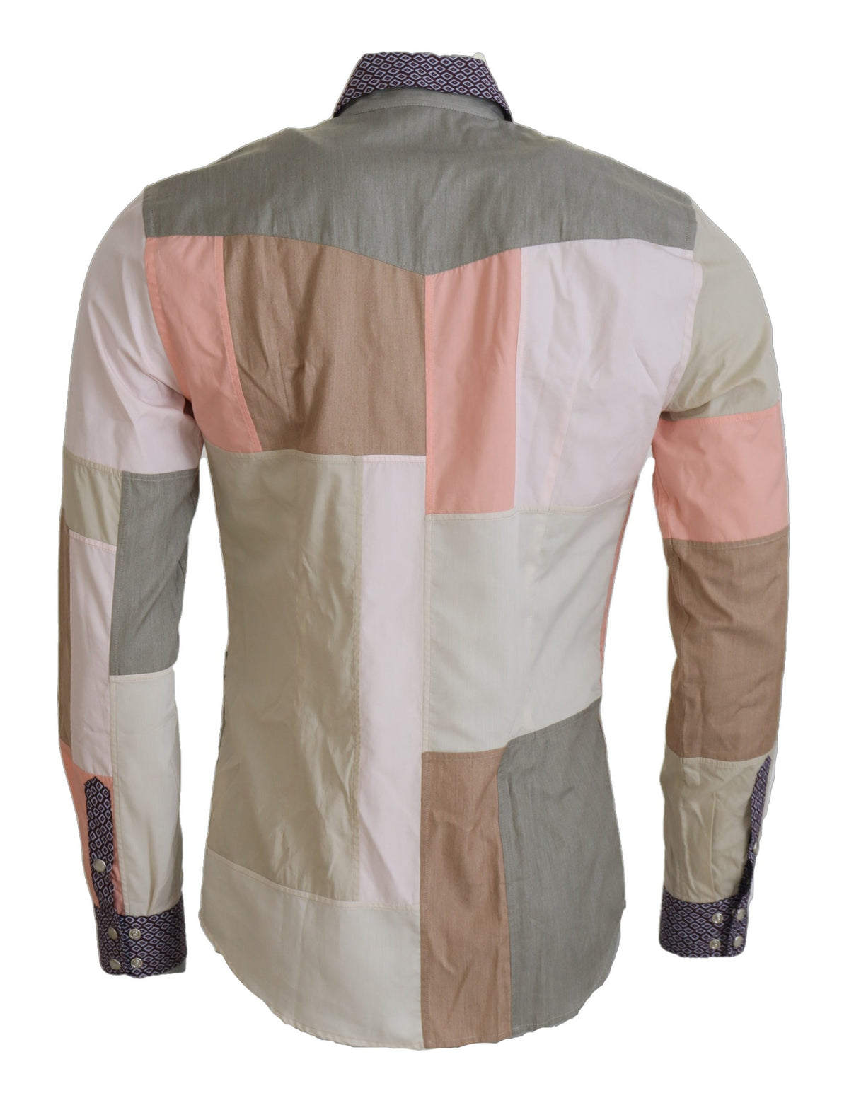 New Dolce & Gabbana Multicolor Cotton Patchwork Slim Shirt