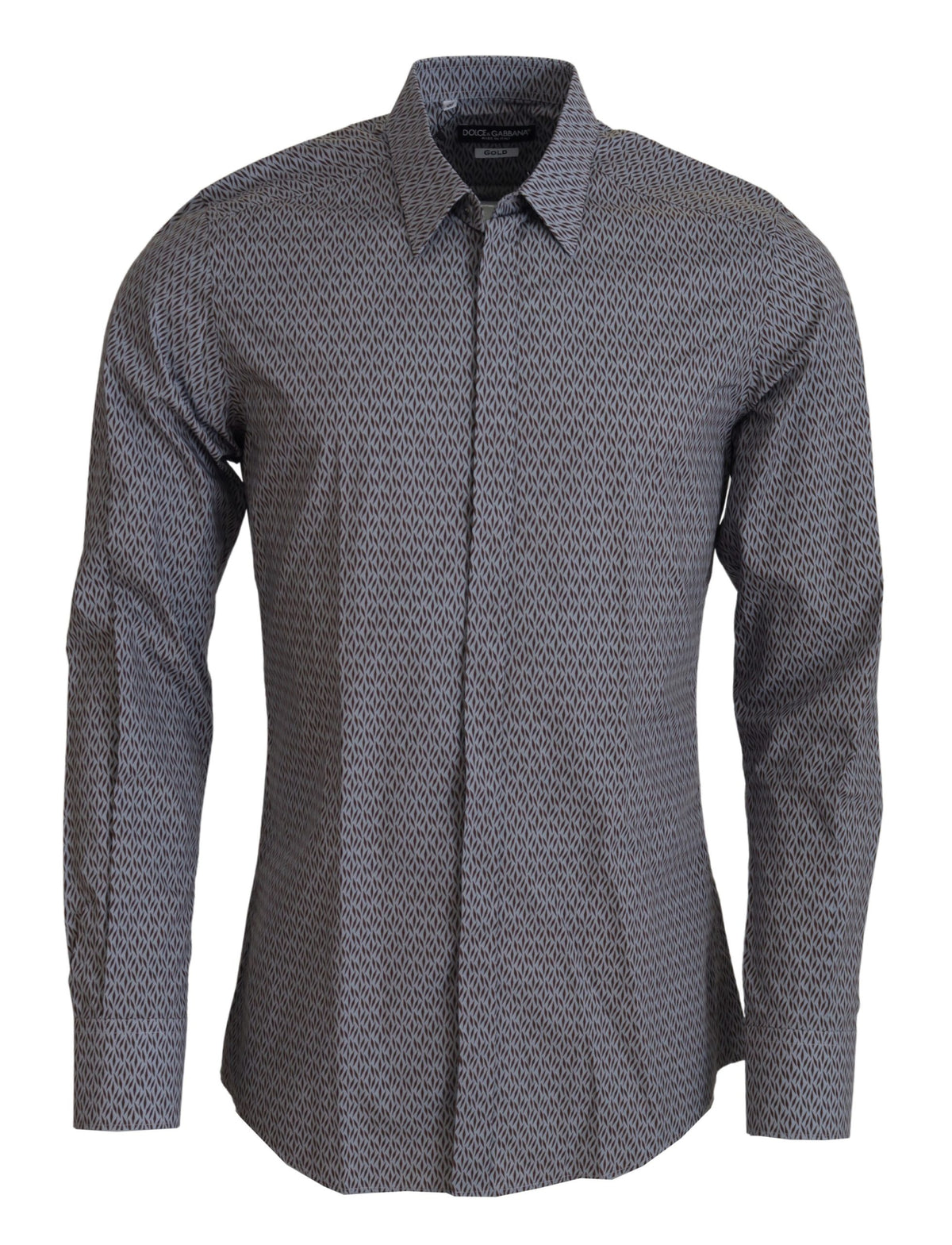 New Dolce & Gabbana Gray Brown GOLD Slim Fit Dress Formal Shirt