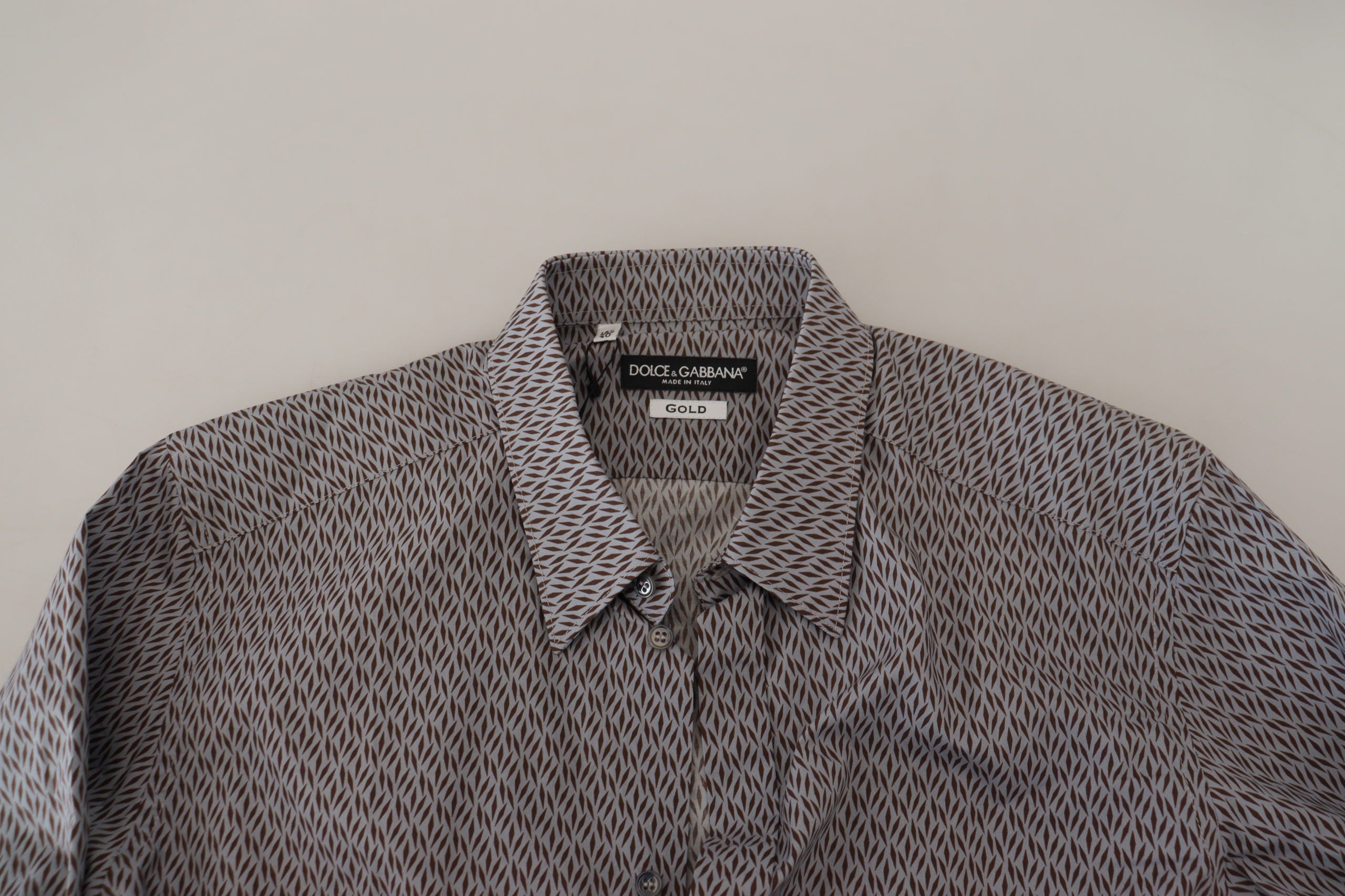 New Dolce & Gabbana Gray Brown GOLD Slim Fit Dress Formal Shirt