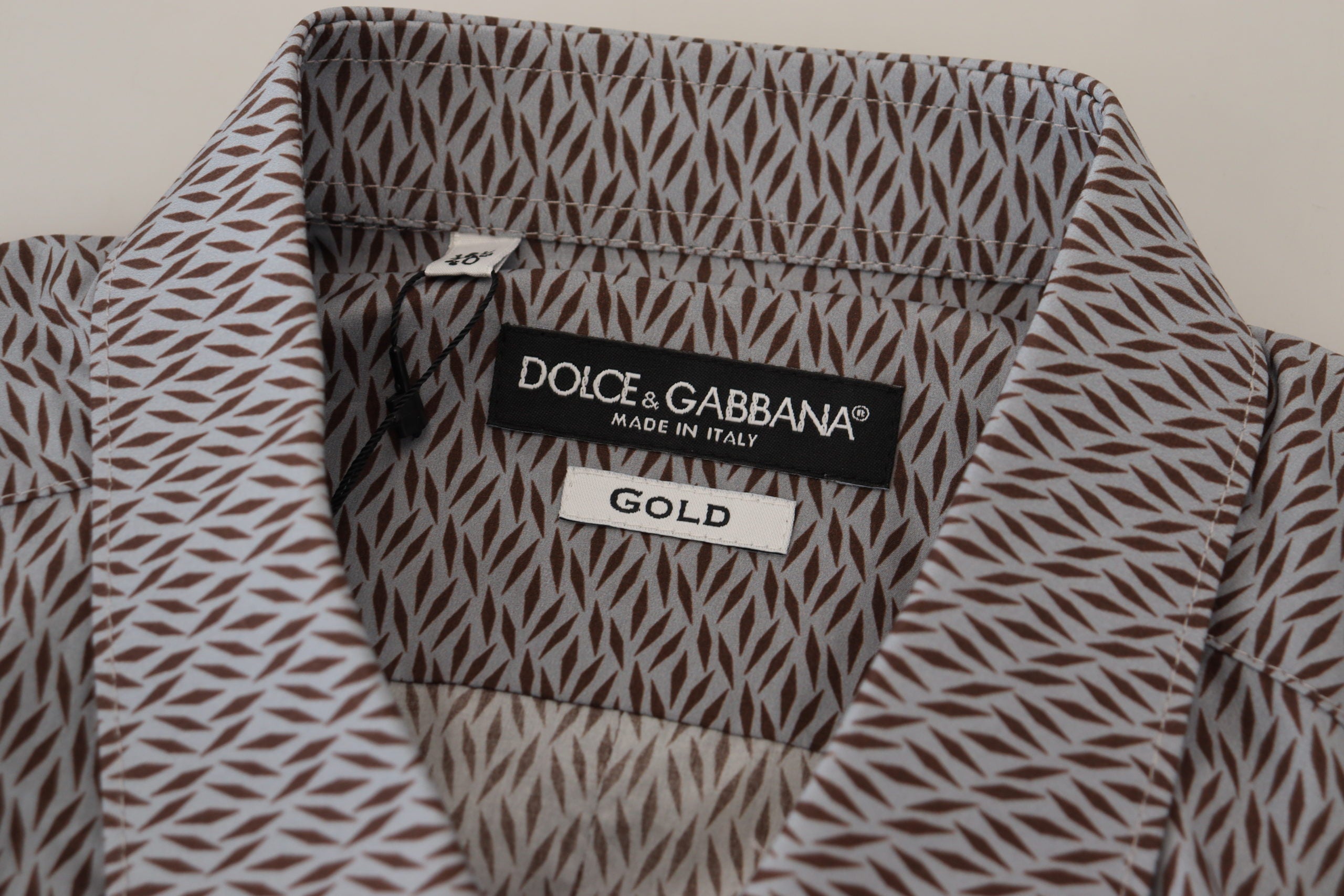 New Dolce & Gabbana Gray Brown GOLD Slim Fit Dress Formal Shirt