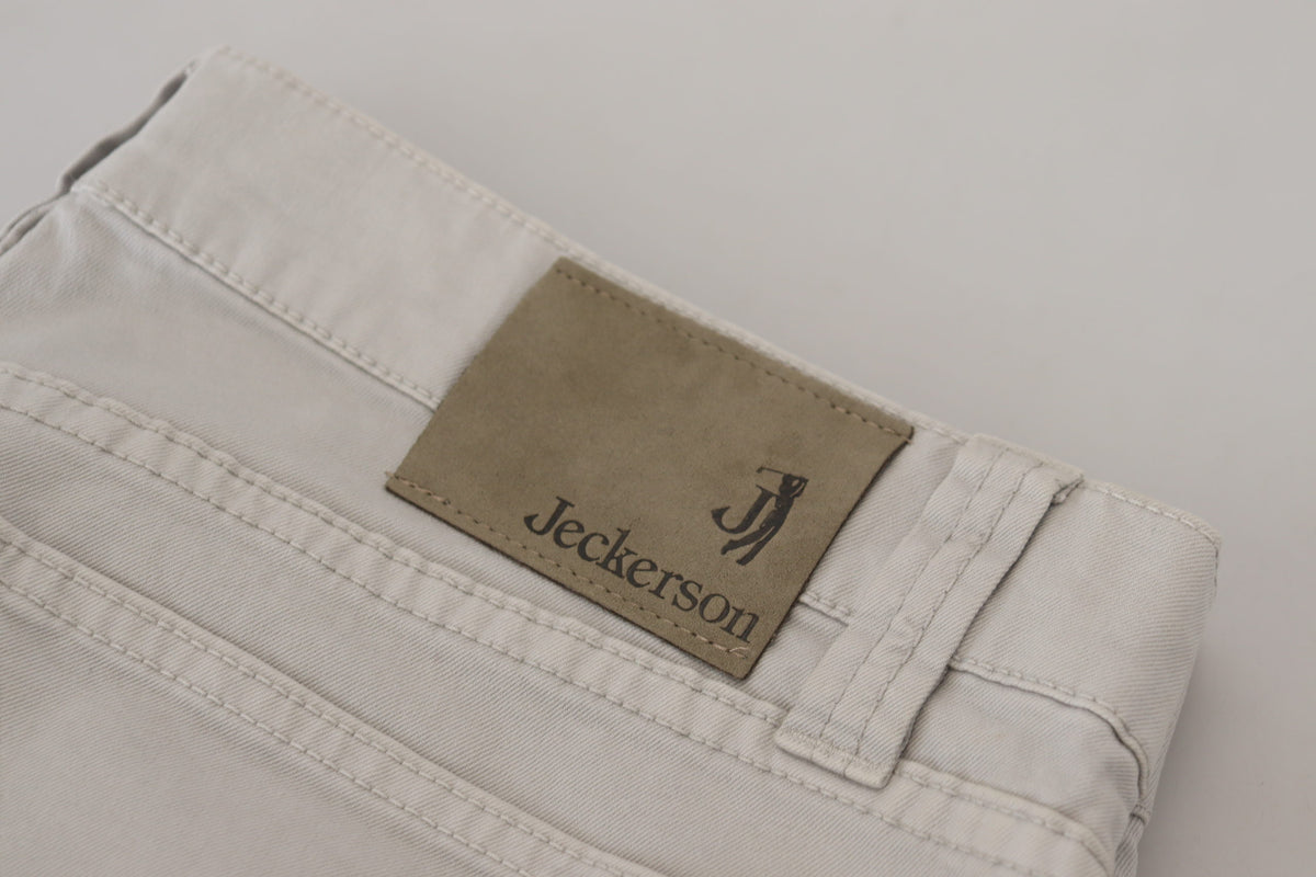 Jeckerson Gray Cotton Tapered Men Casual Pants