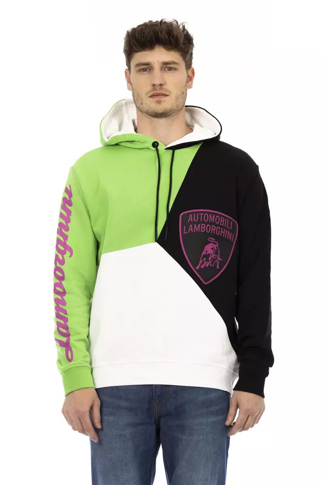 Automobili orghini White Cotton Men Sweater with Hood