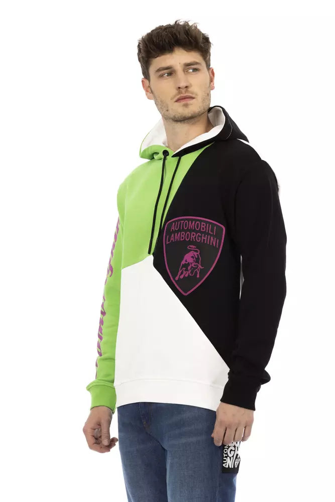 Automobili orghini White Cotton Men Sweater with Hood