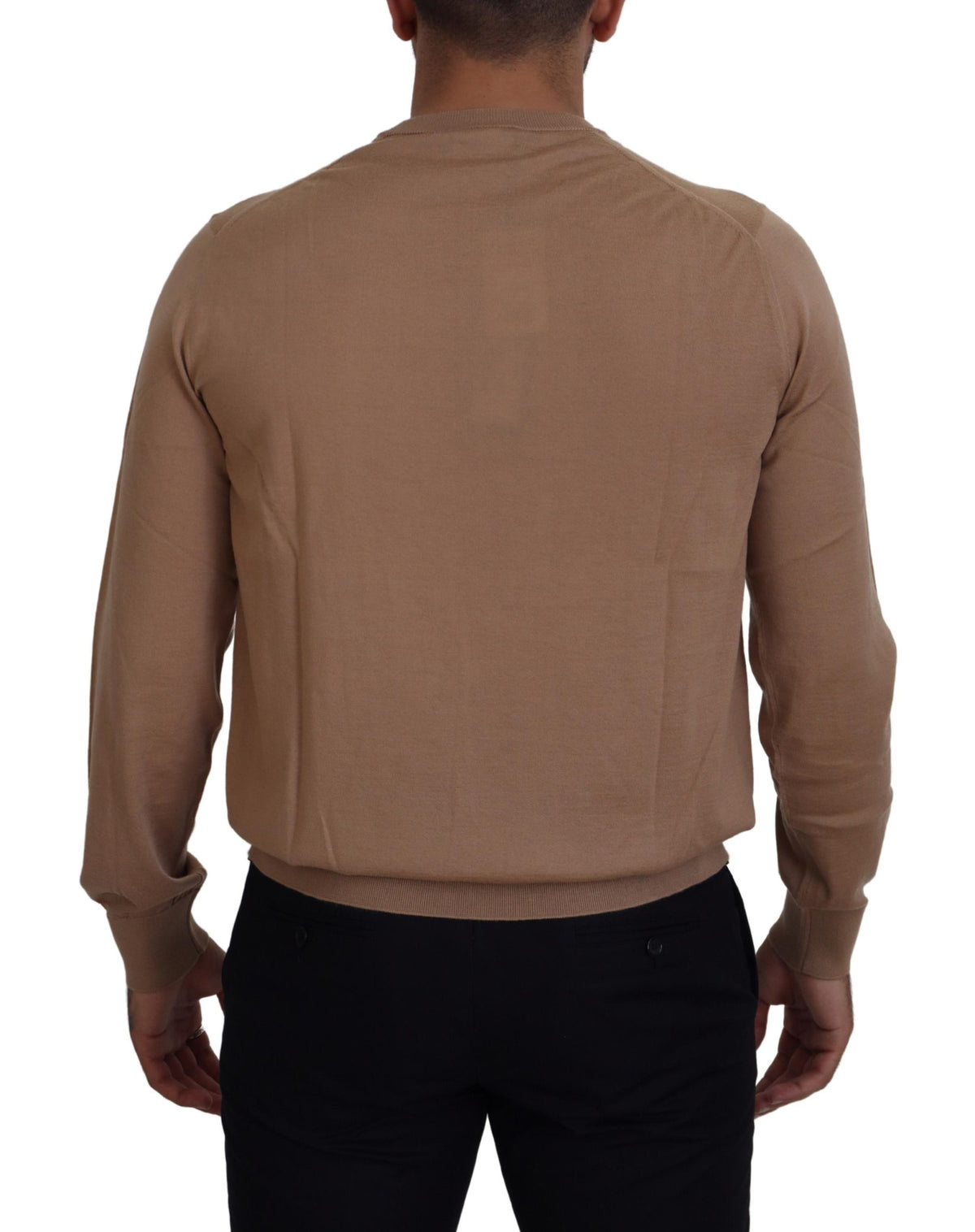 New Dolce & Gabbana Beige Cashmere Crown Logo Pullover Sweater