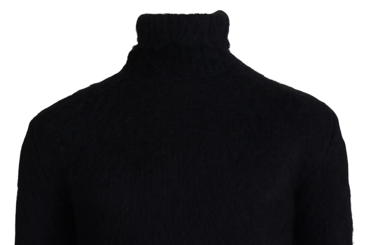 New Dolce & Gabbana Black Gold Turtleneck Mohair Pullover Mens Sweater