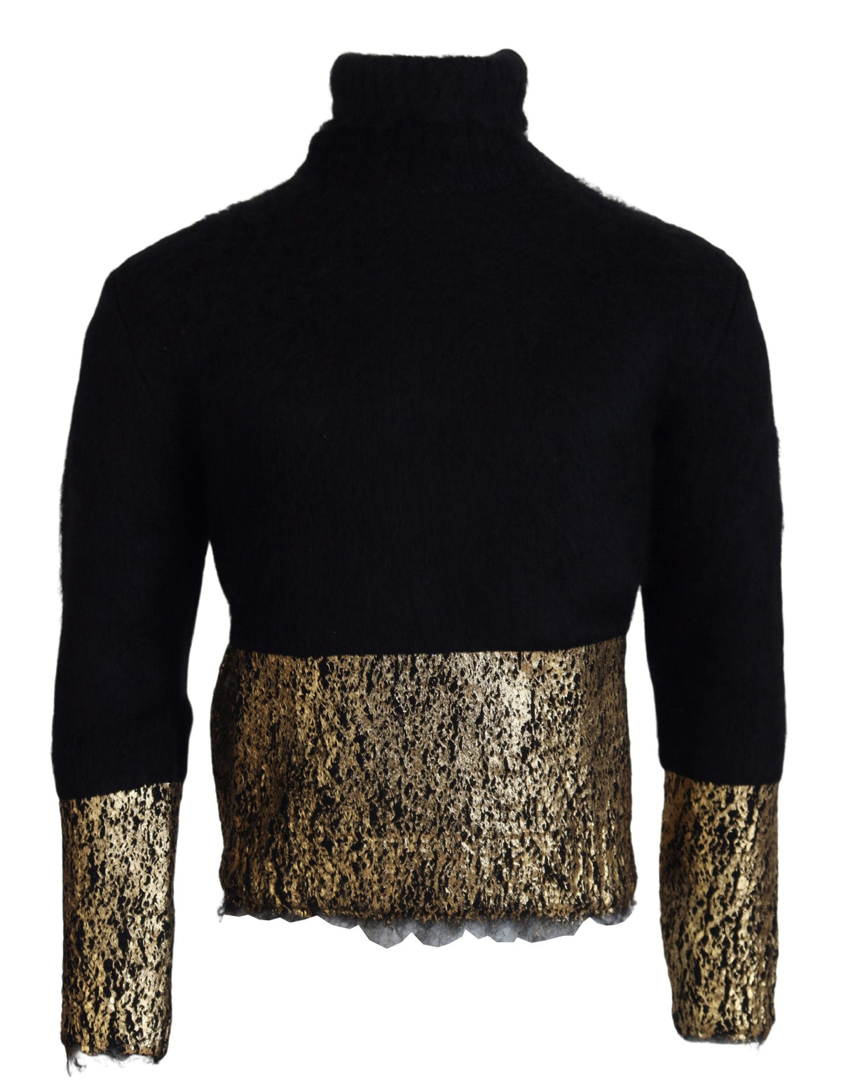 New Dolce & Gabbana Black Gold Turtleneck Mohair Pullover Mens Sweater
