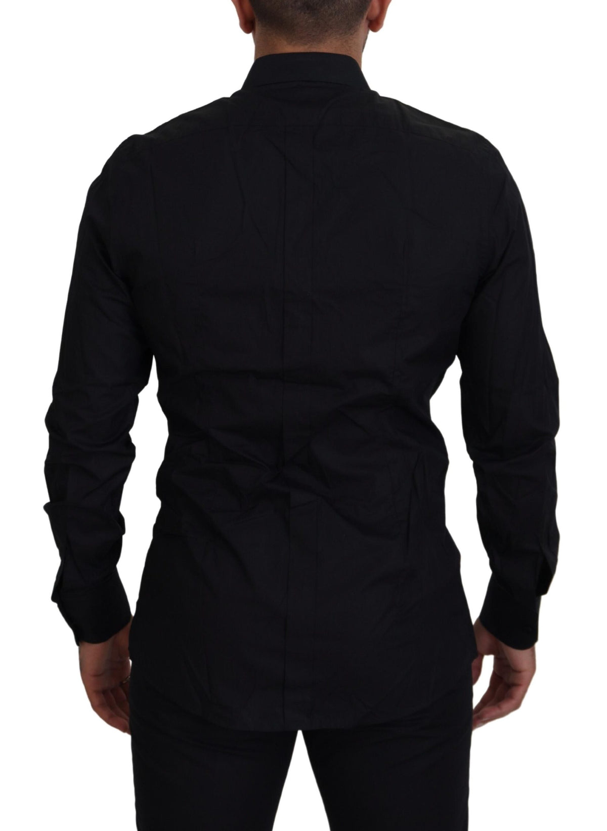 New Dolce & Gabbana Black Gold Crown Slim Fit Dress Formal Shirt