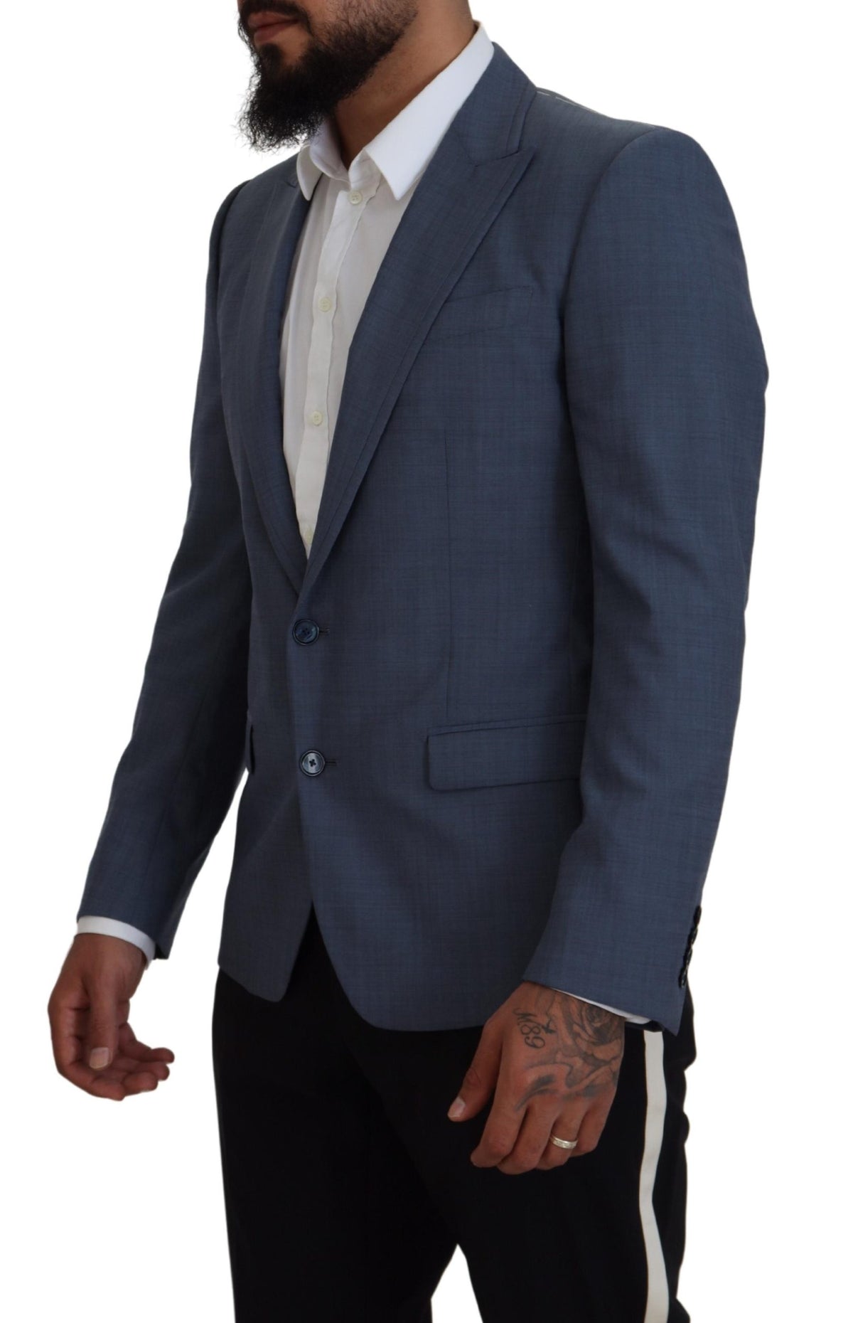 New Dolce & Gabbana Blue Wool Stretch Slim Fit Jacket Blazer