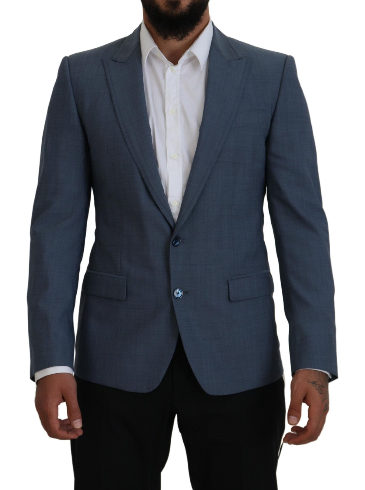 New Dolce & Gabbana Blue Wool Stretch Slim Fit Jacket Blazer