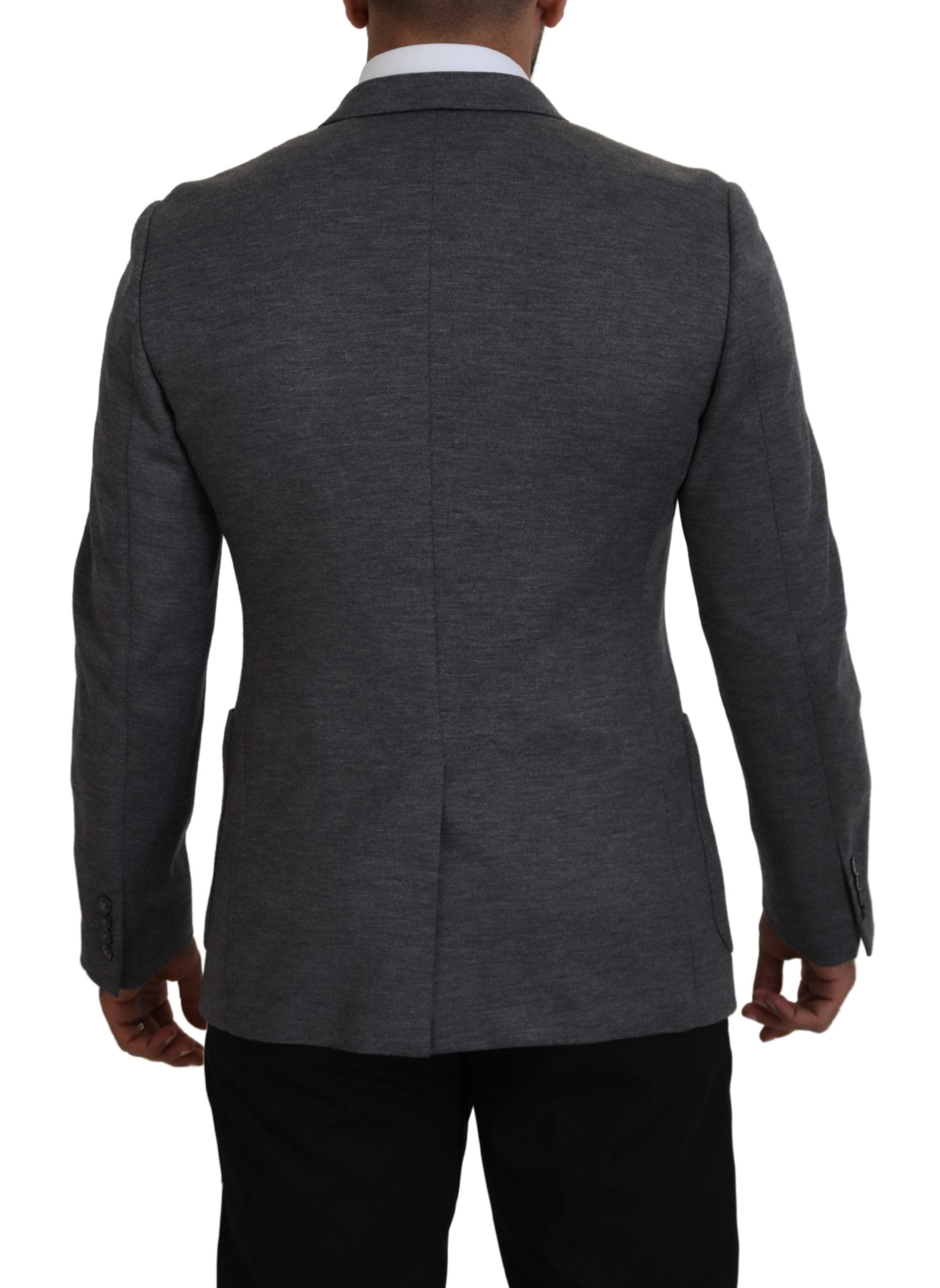 New Dolce & Gabbana Gray Wool Stretch Slim Fit Jacket Blazer