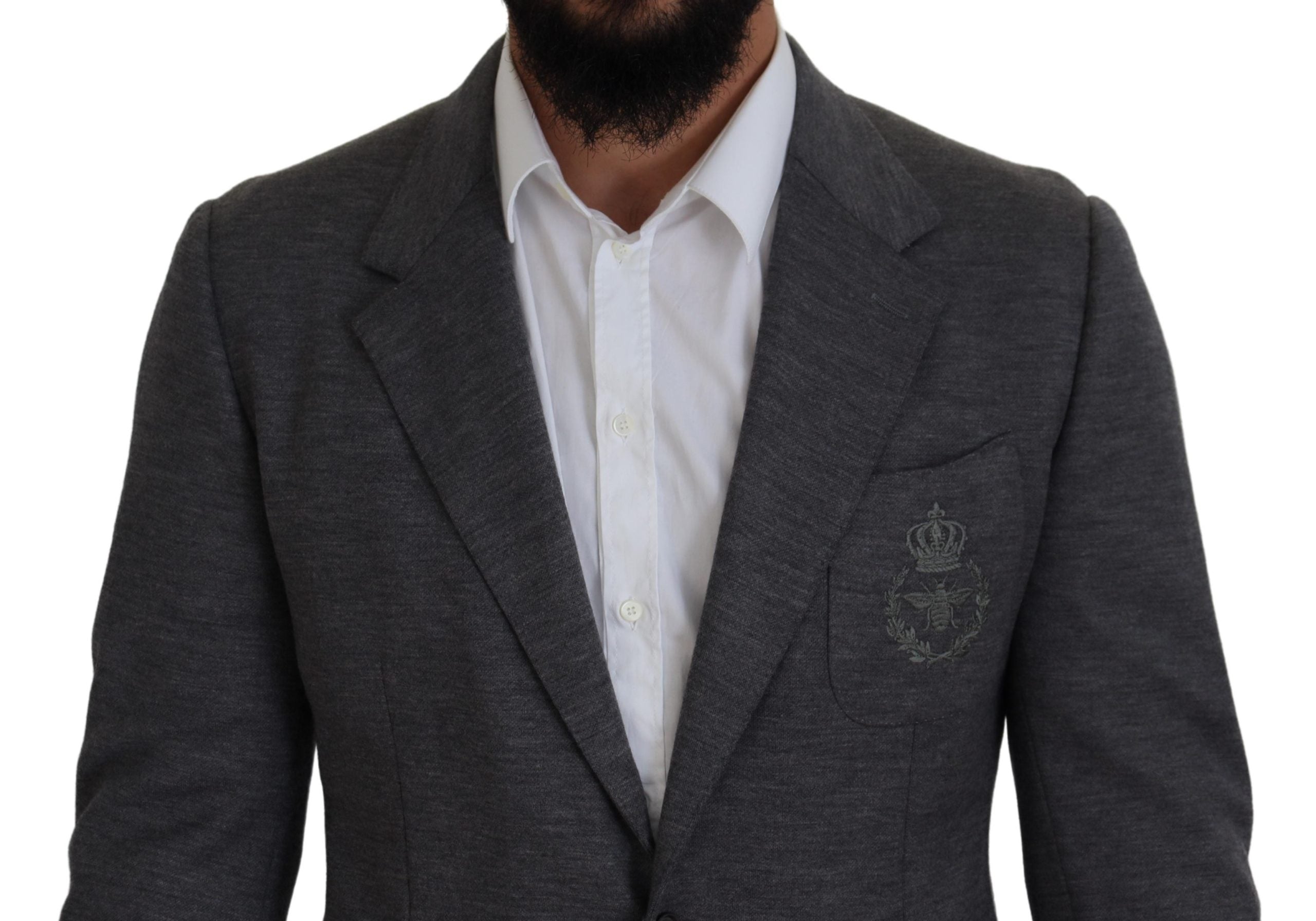 New Dolce & Gabbana Gray Wool Stretch Slim Fit Jacket Blazer