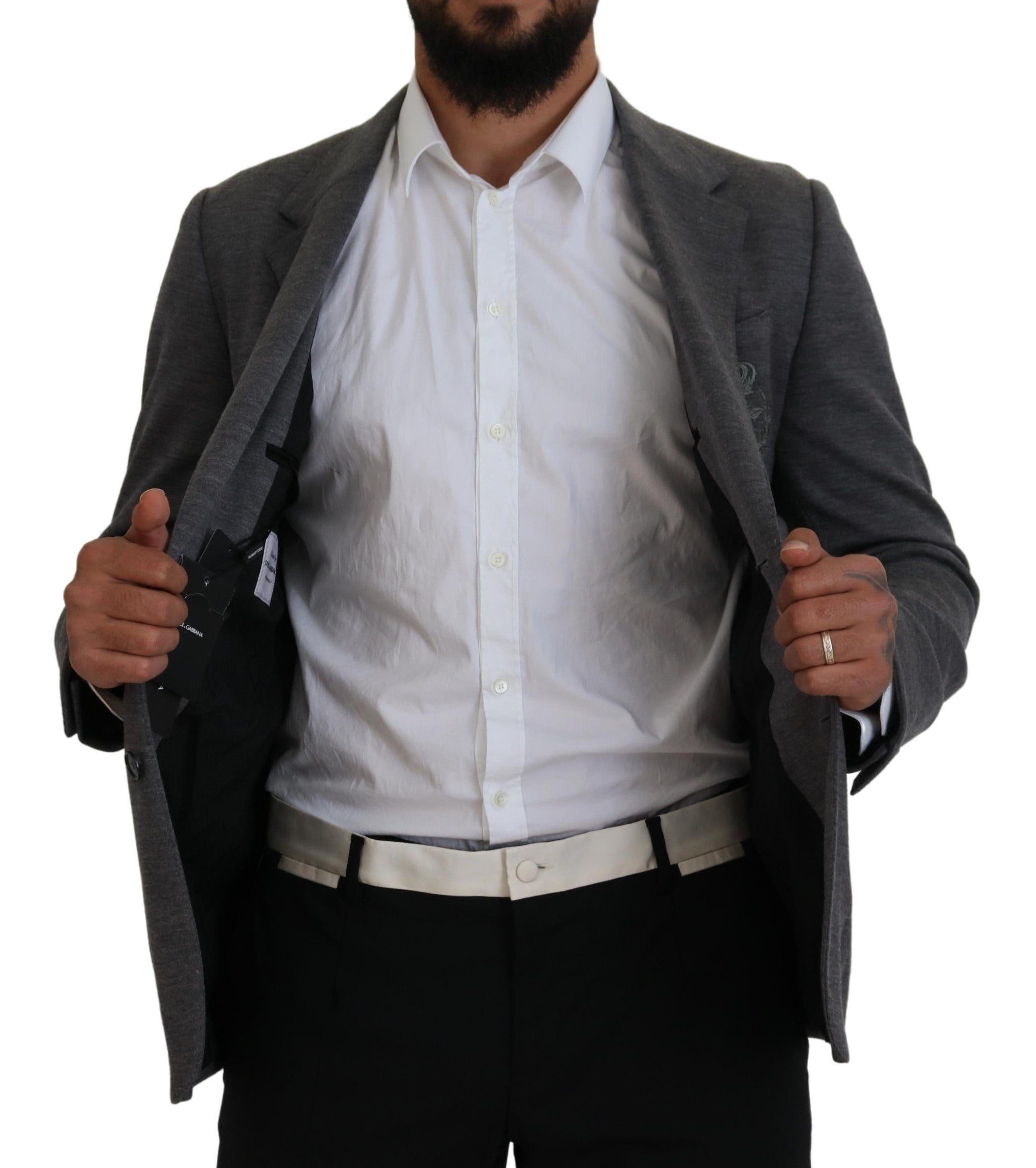 New Dolce & Gabbana Gray Wool Stretch Slim Fit Jacket Blazer