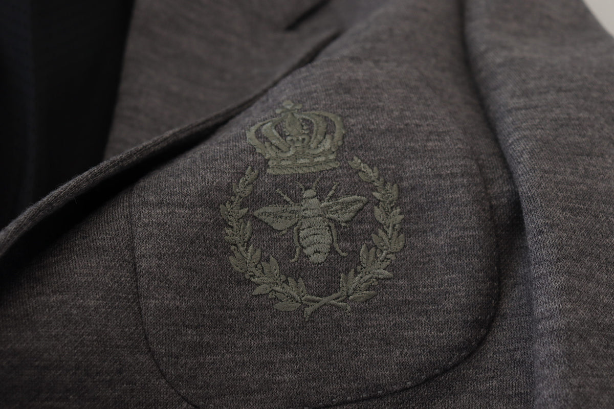 New Dolce & Gabbana Gray Wool Stretch Slim Fit Jacket Blazer