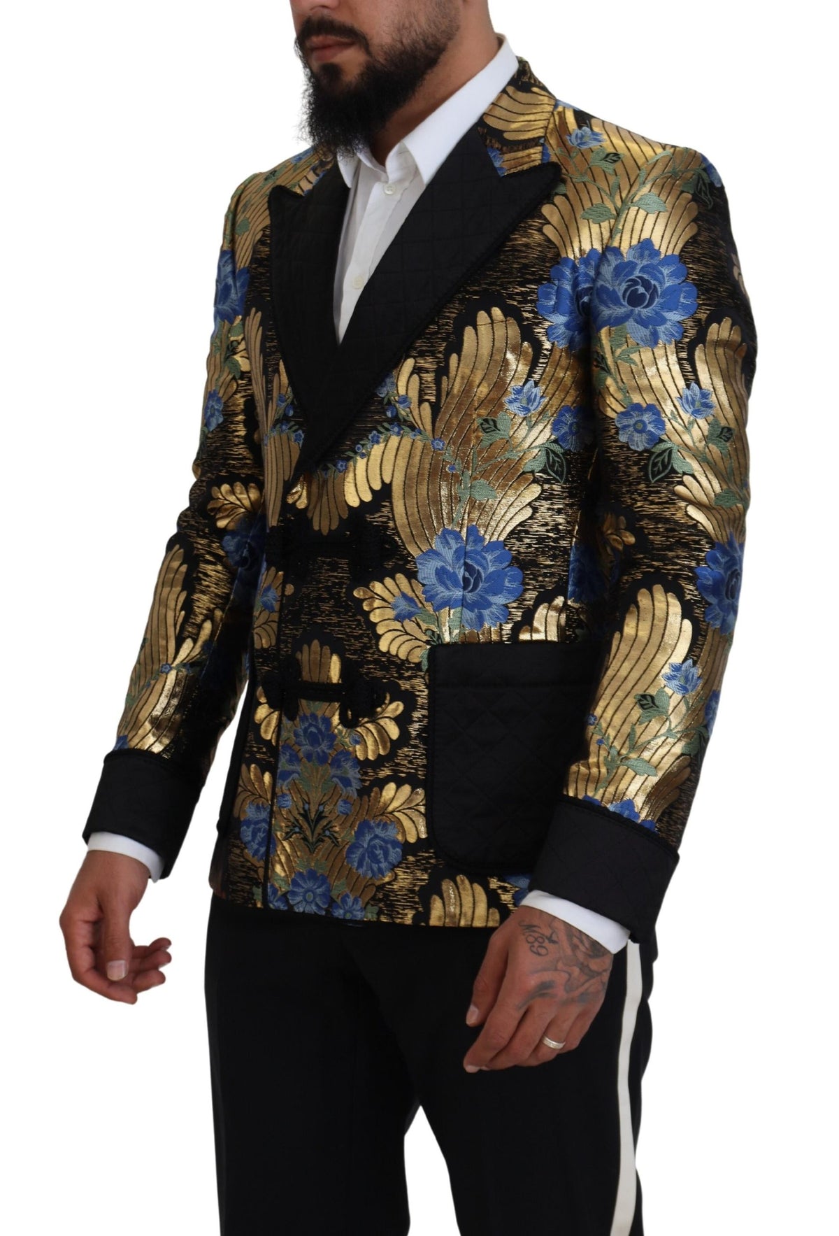 New Dolce & Gabbana Gold Lurex Double Breasted Jacket Blazer