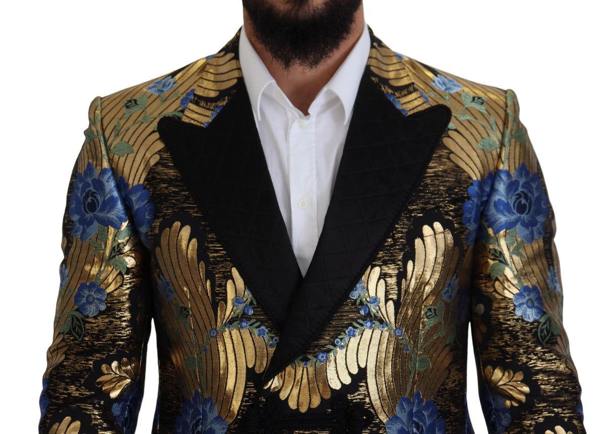 New Dolce & Gabbana Gold Lurex Double Breasted Jacket Blazer