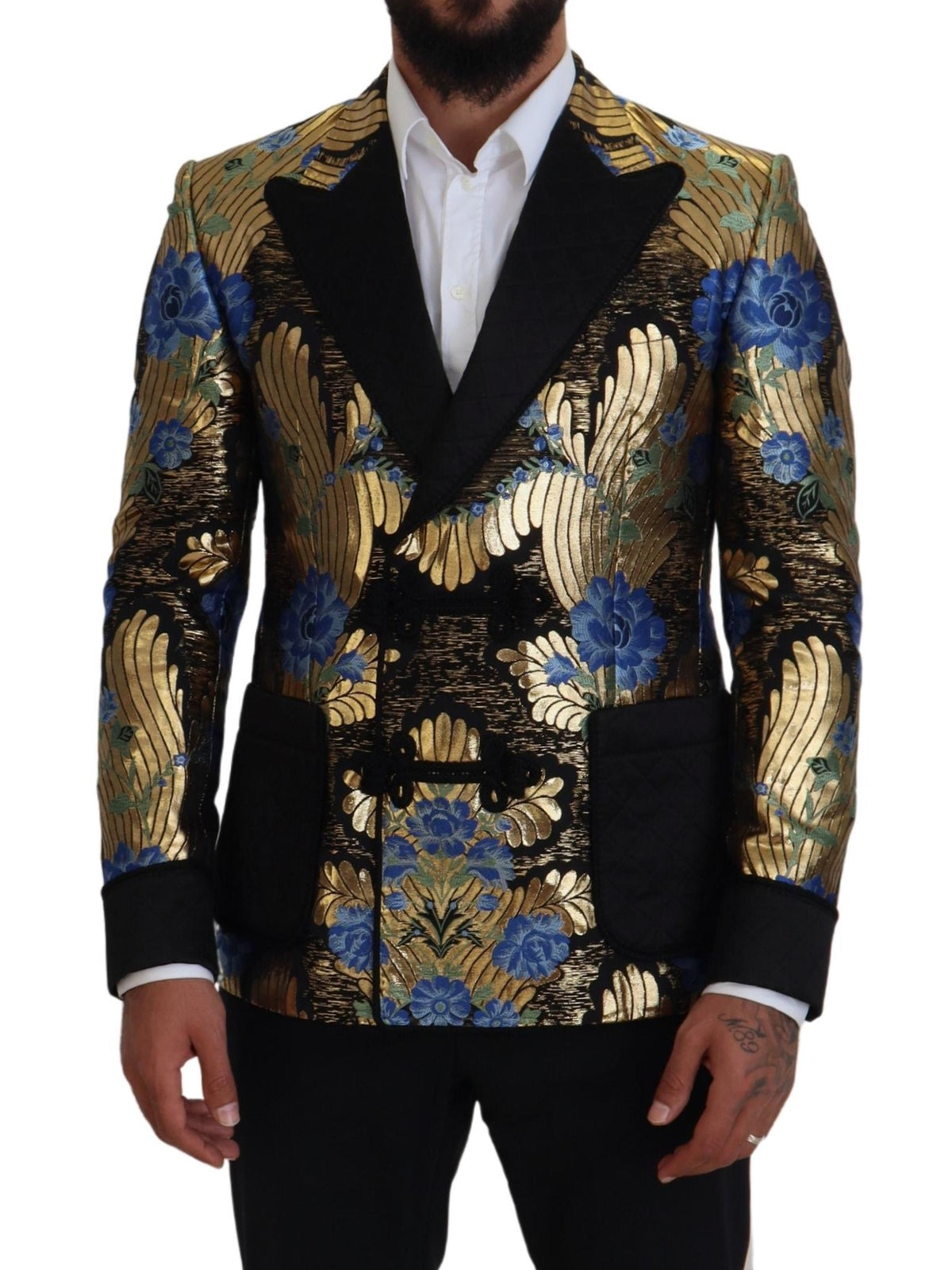 New Dolce & Gabbana Gold Lurex Double Breasted Jacket Blazer