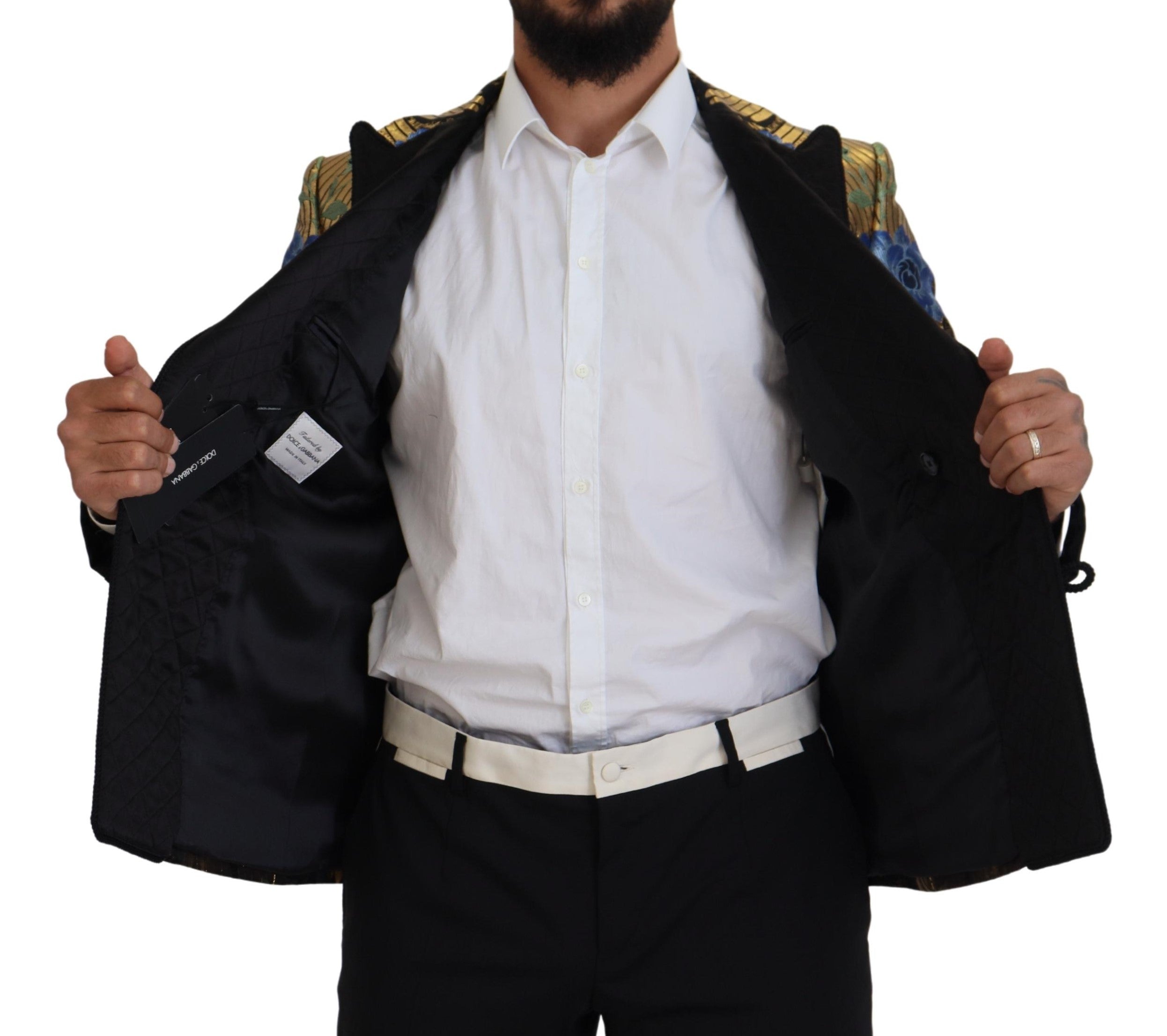 New Dolce & Gabbana Gold Lurex Double Breasted Jacket Blazer