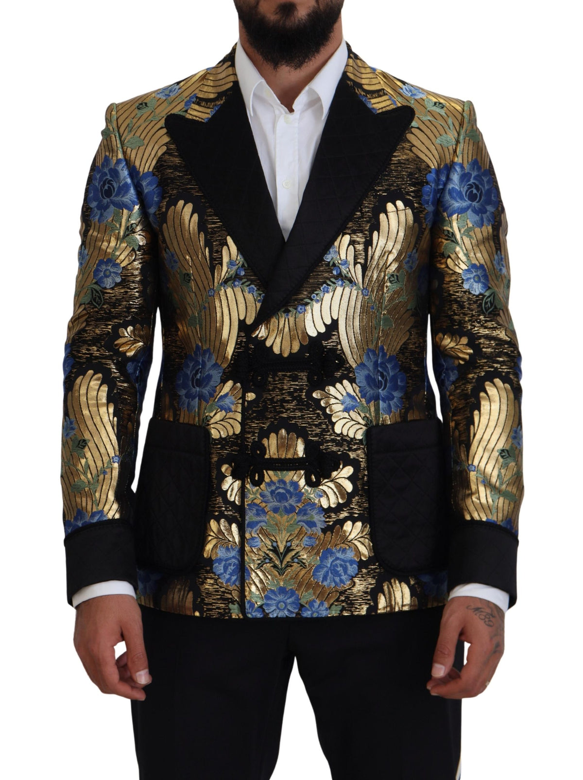 New Dolce & Gabbana Gold Lurex Double Breasted Jacket Blazer