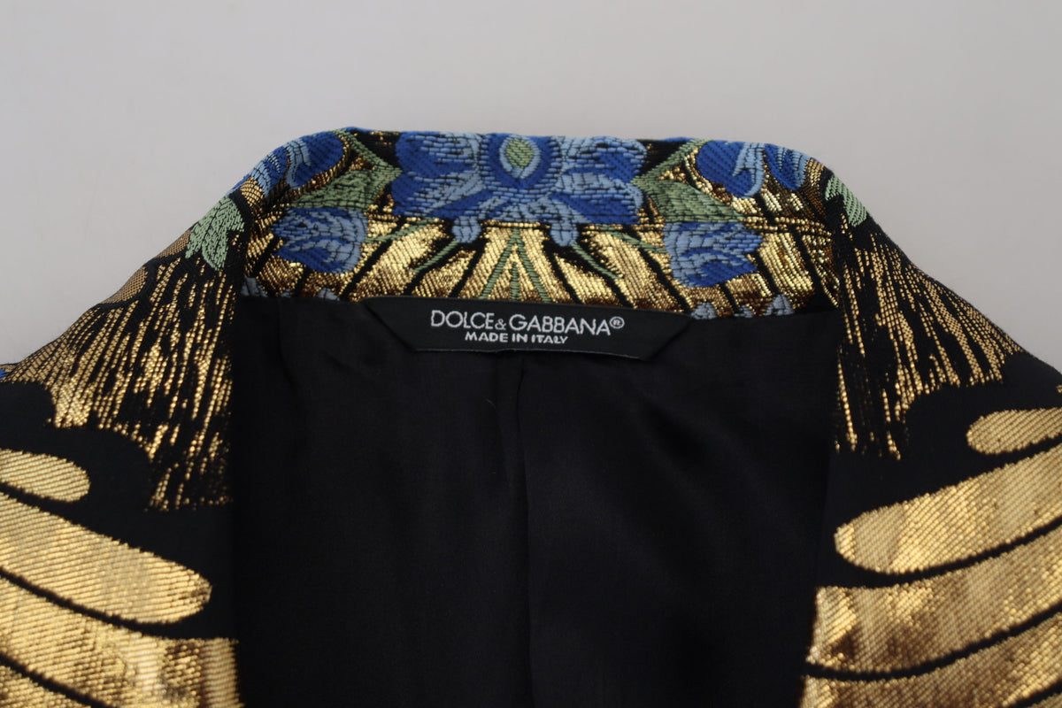 New Dolce & Gabbana Gold Lurex Double Breasted Jacket Blazer
