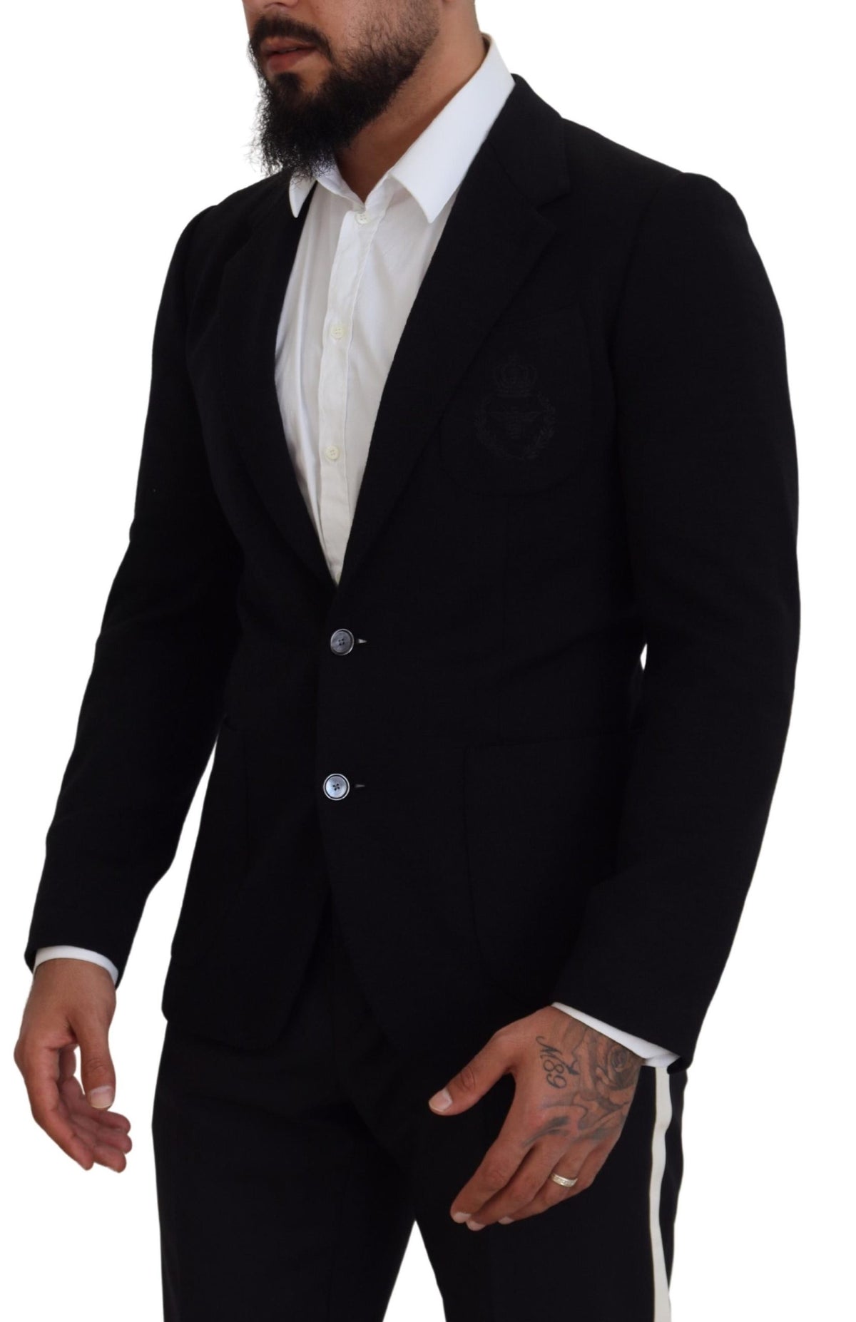 New Dolce & Gabbana Black Wool Crown Slim Fit Jacket Blazer