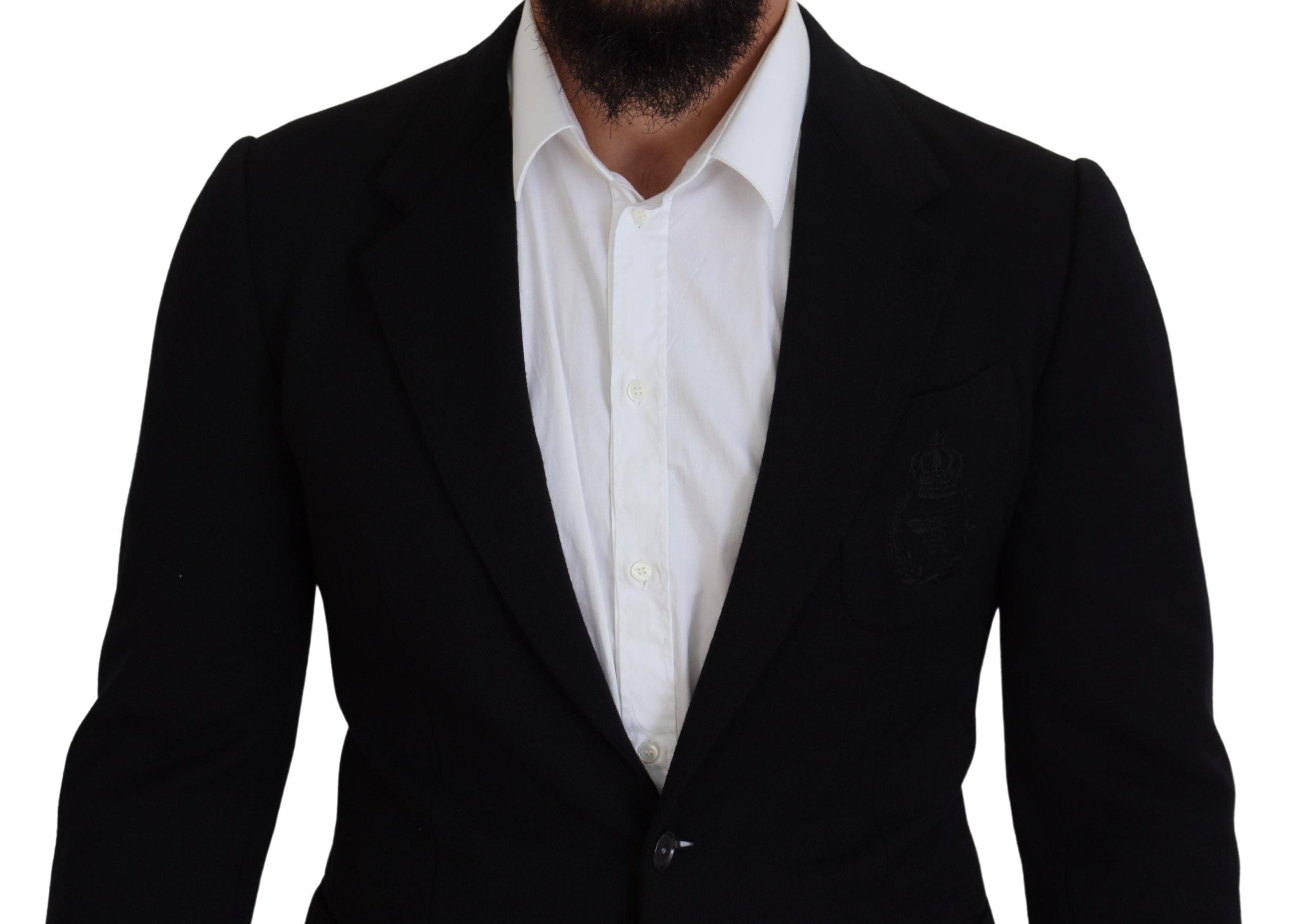 New Dolce & Gabbana Black Wool Crown Slim Fit Jacket Blazer