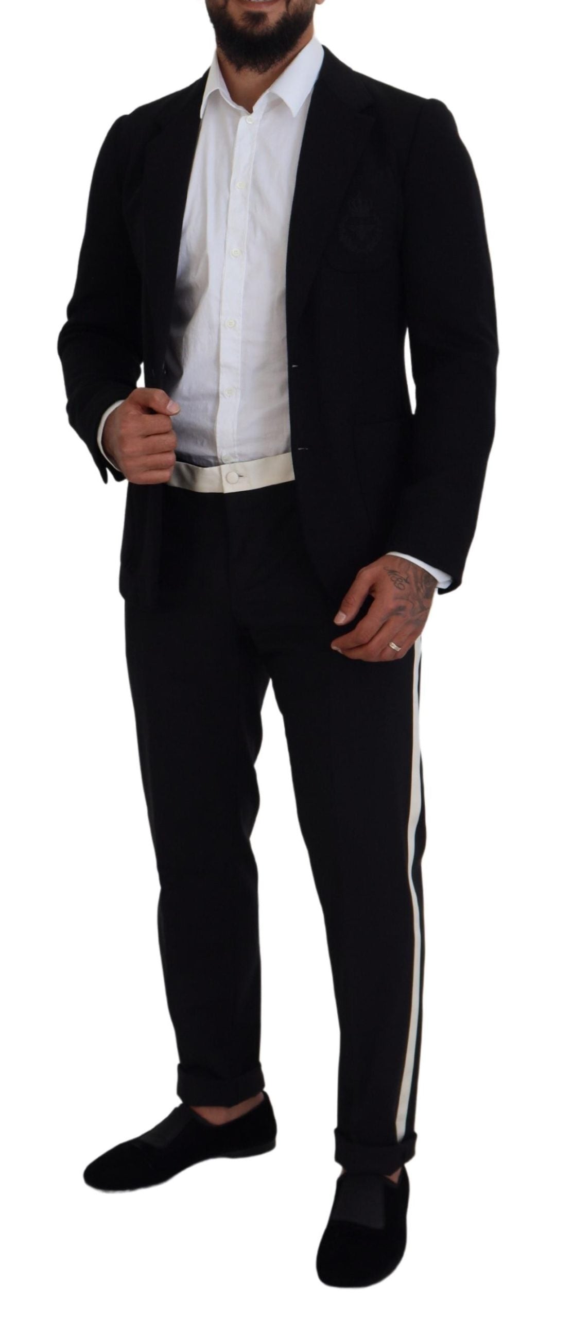 New Dolce & Gabbana Black Wool Crown Slim Fit Jacket Blazer