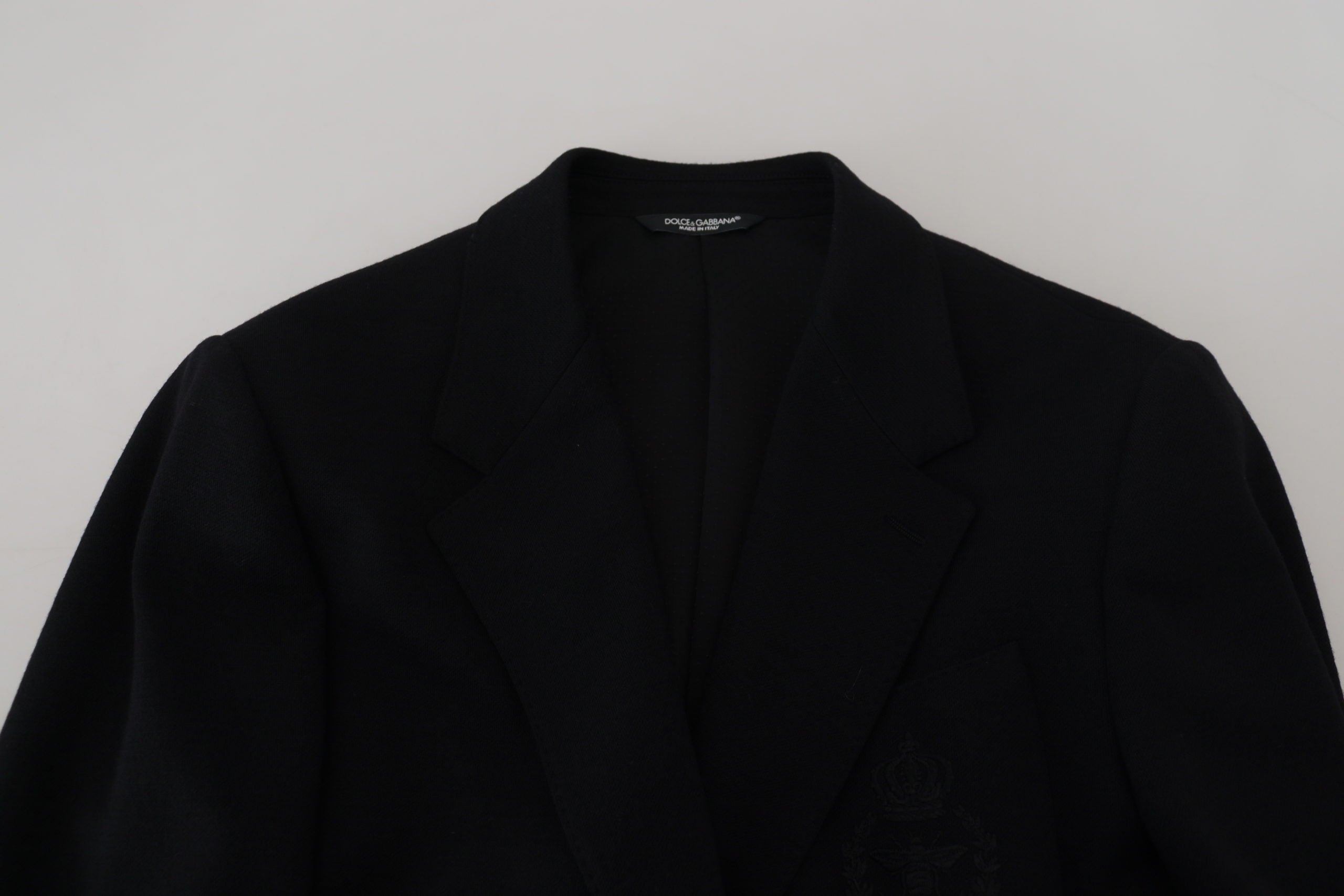 New Dolce & Gabbana Black Wool Crown Slim Fit Jacket Blazer