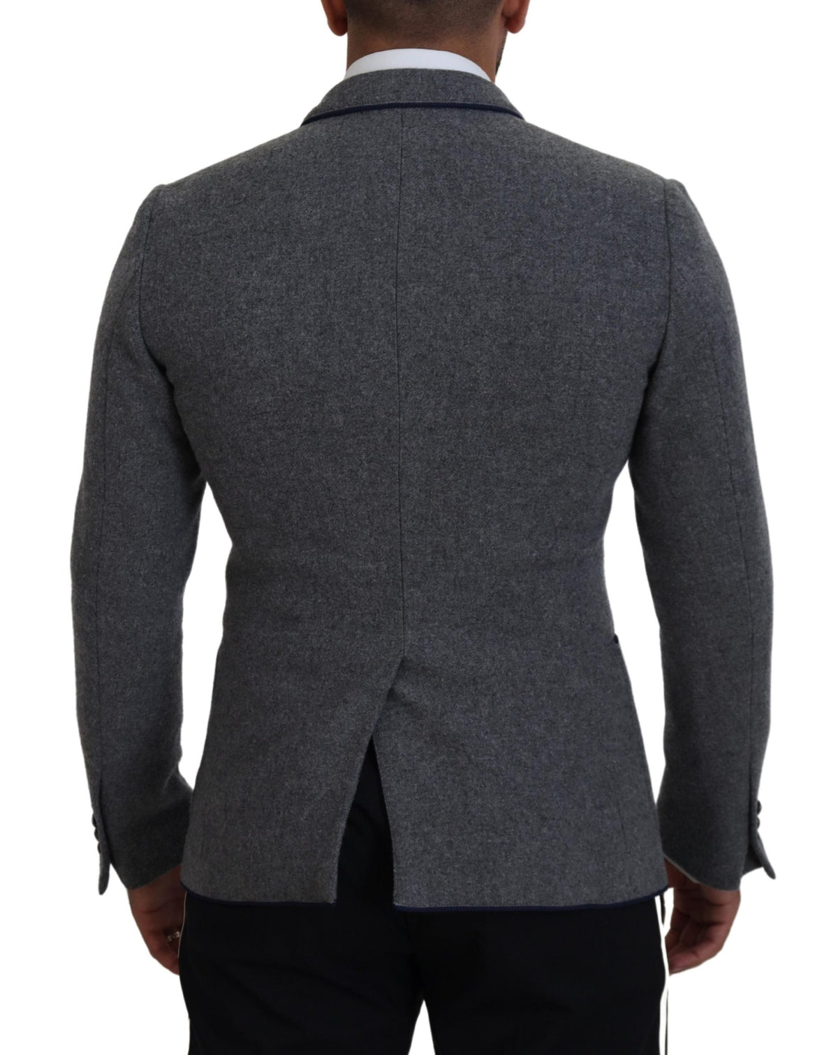 New Dolce & Gabbana Gray Wool Roses Slim Fit Jacket Blazer