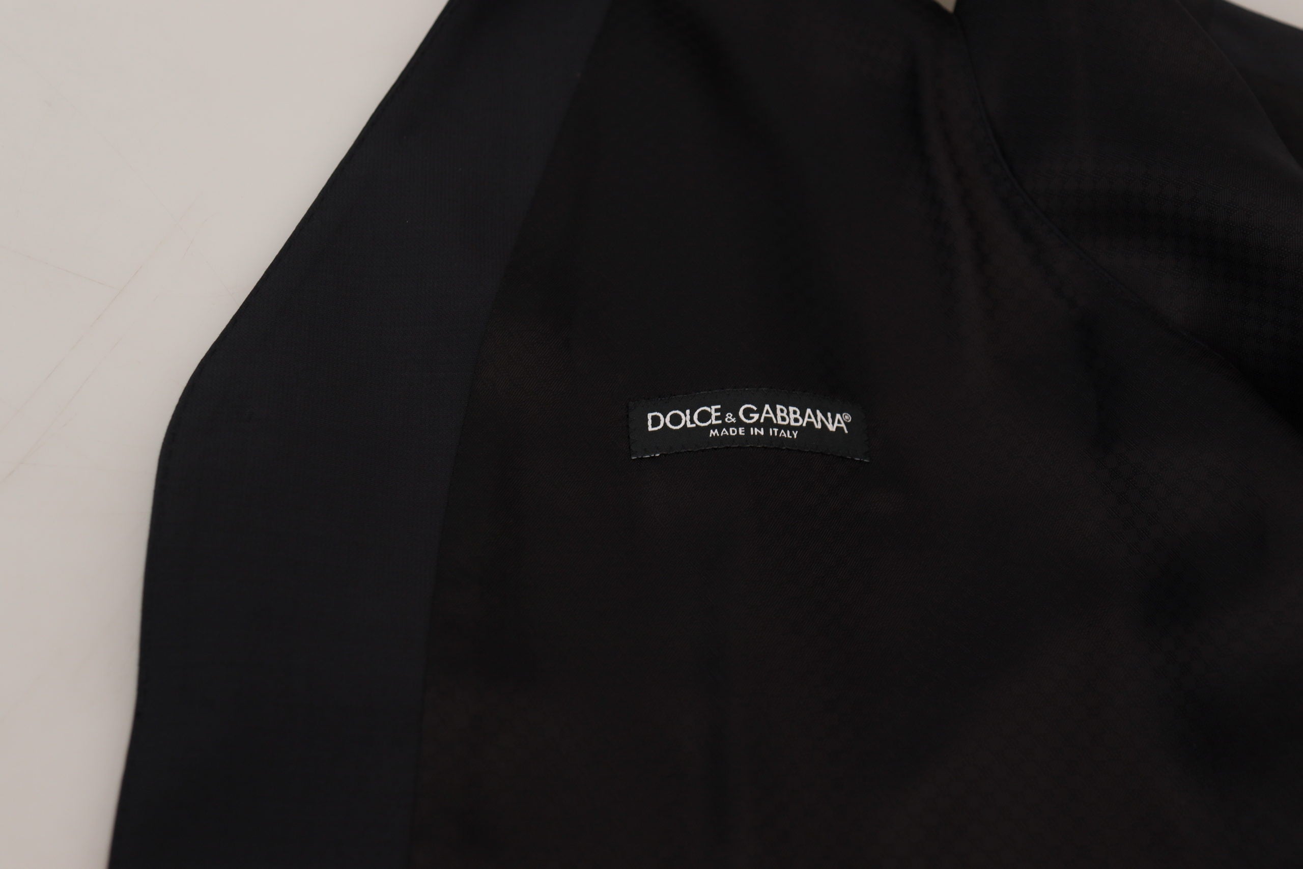 Dolce & Gabbana Dark Blue Wool Stretch Waistcoat Formal Vest