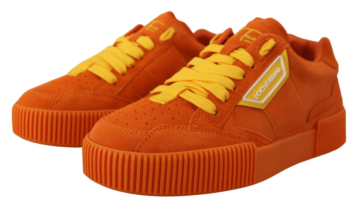 New Dolce & Gabbana Orange Leather P.j. Tucker Sneakers Shoes