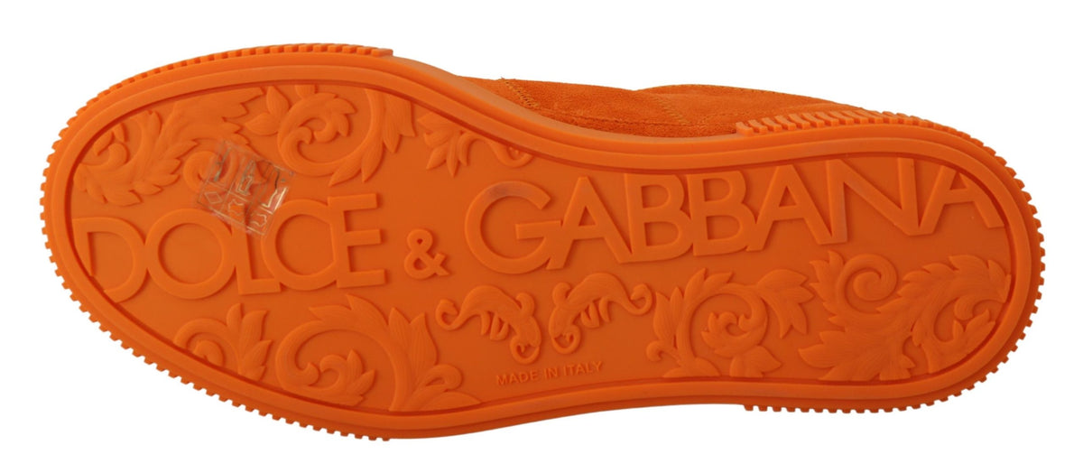 New Dolce & Gabbana Orange Leather P.j. Tucker Sneakers Shoes