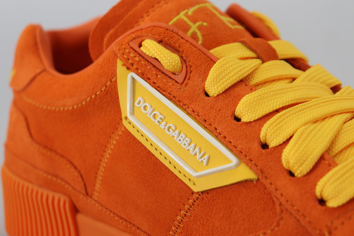 New Dolce & Gabbana Orange Leather P.j. Tucker Sneakers Shoes