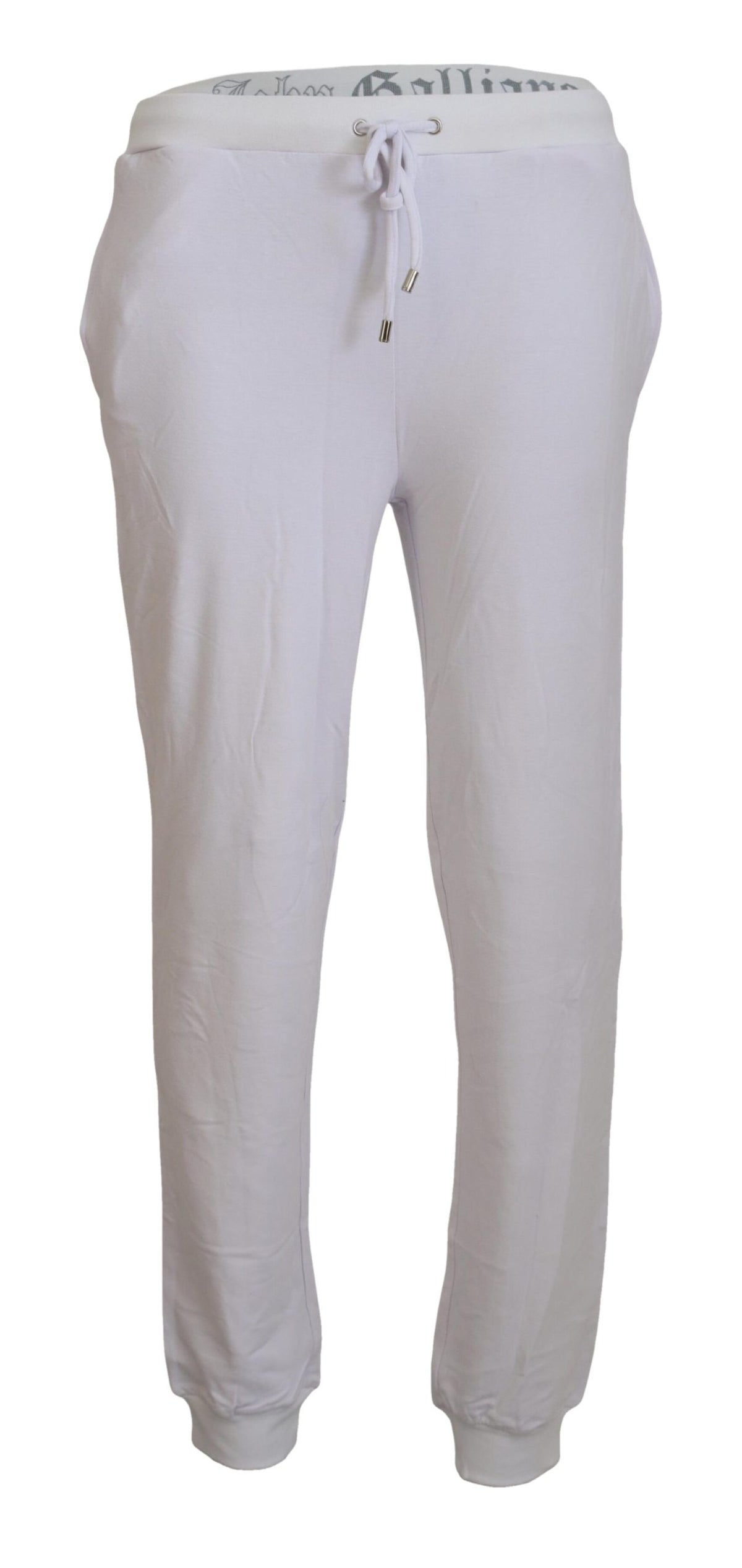 New John Galliano White Cotton Logo Mens Jogger Pants