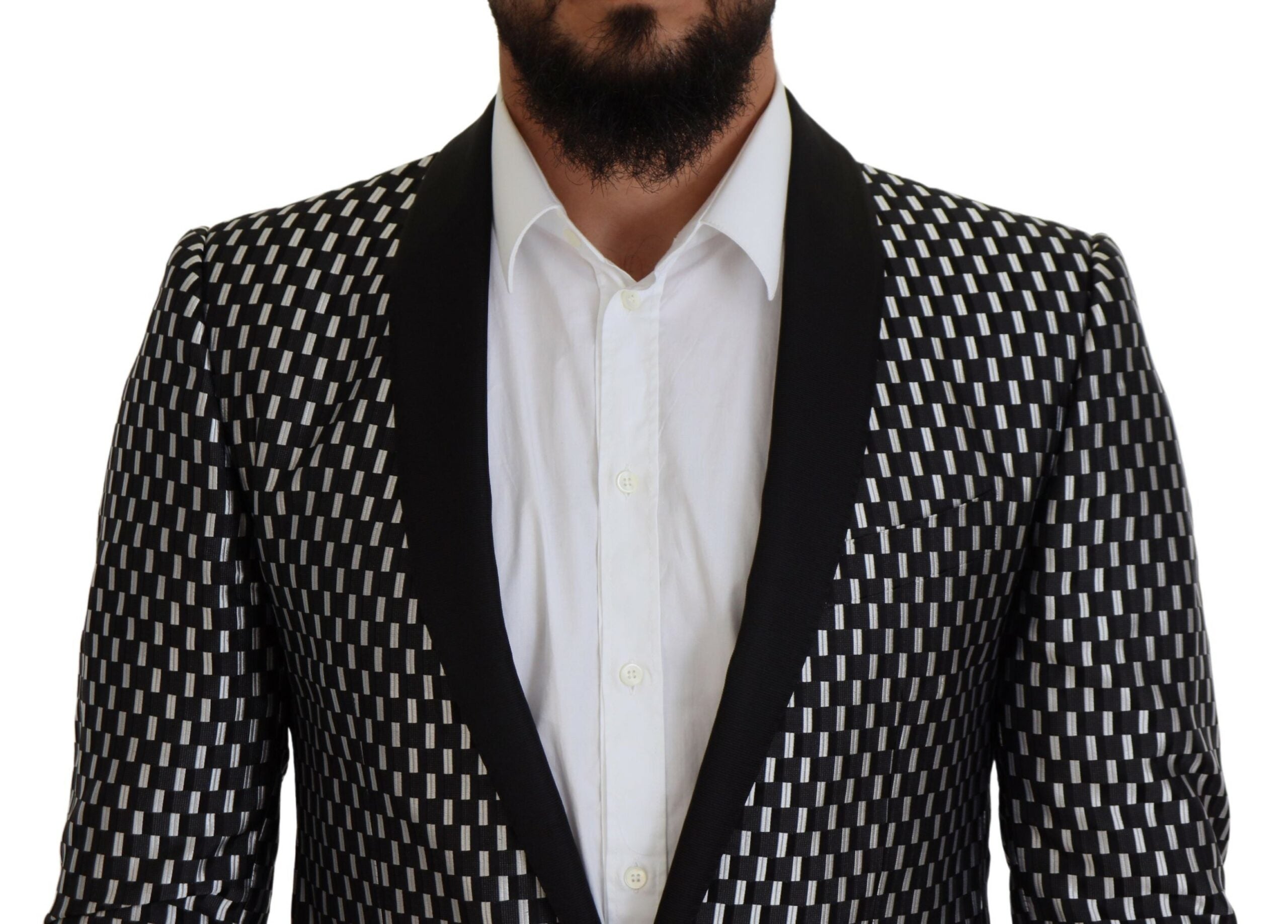 Dolce & Gabbana Dark Gray White Silk MARTINI Slim Fit Suit