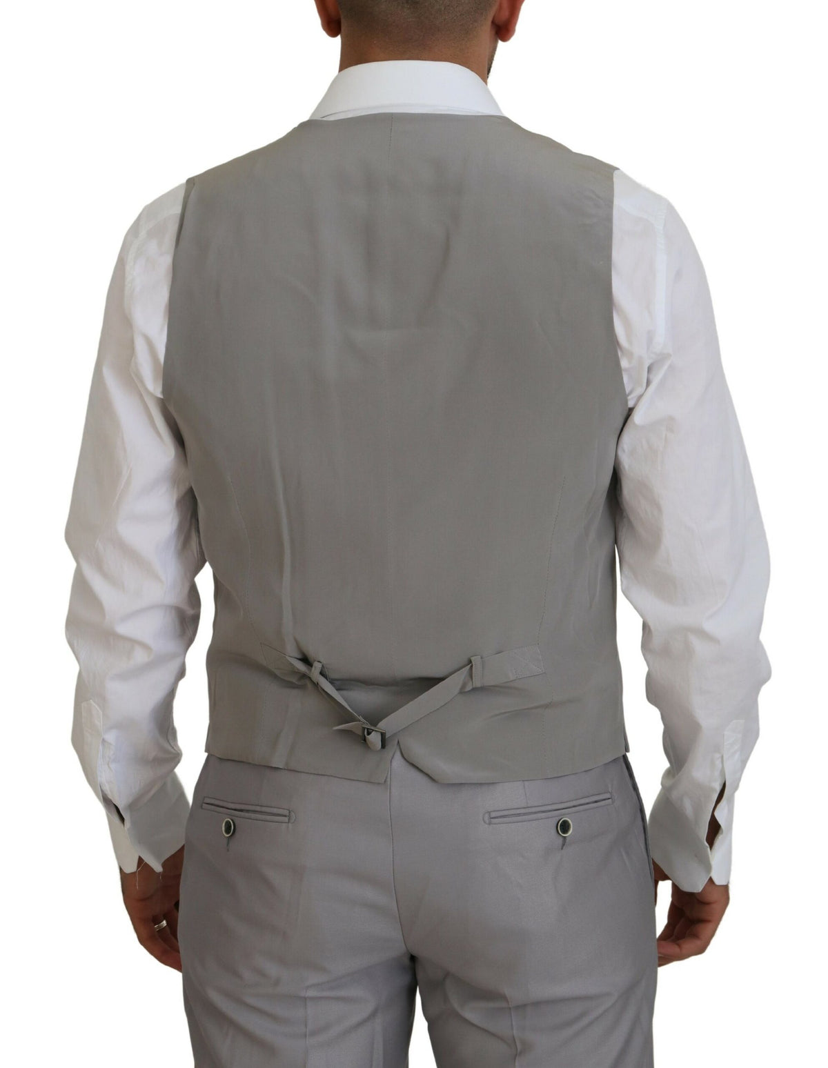 New Dolce & Gabbana Silver Wool Silk 3 Piece Slim Fit Suit