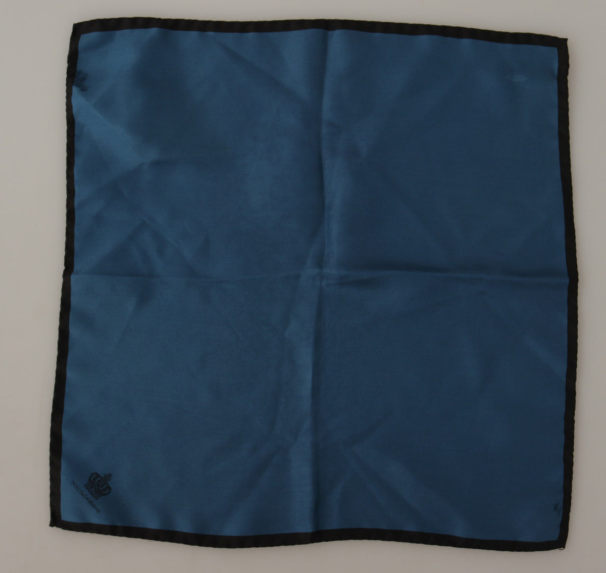 New Dolce & Gabbana Black Blue DG Crown Printed Square Handkerchief Scarf