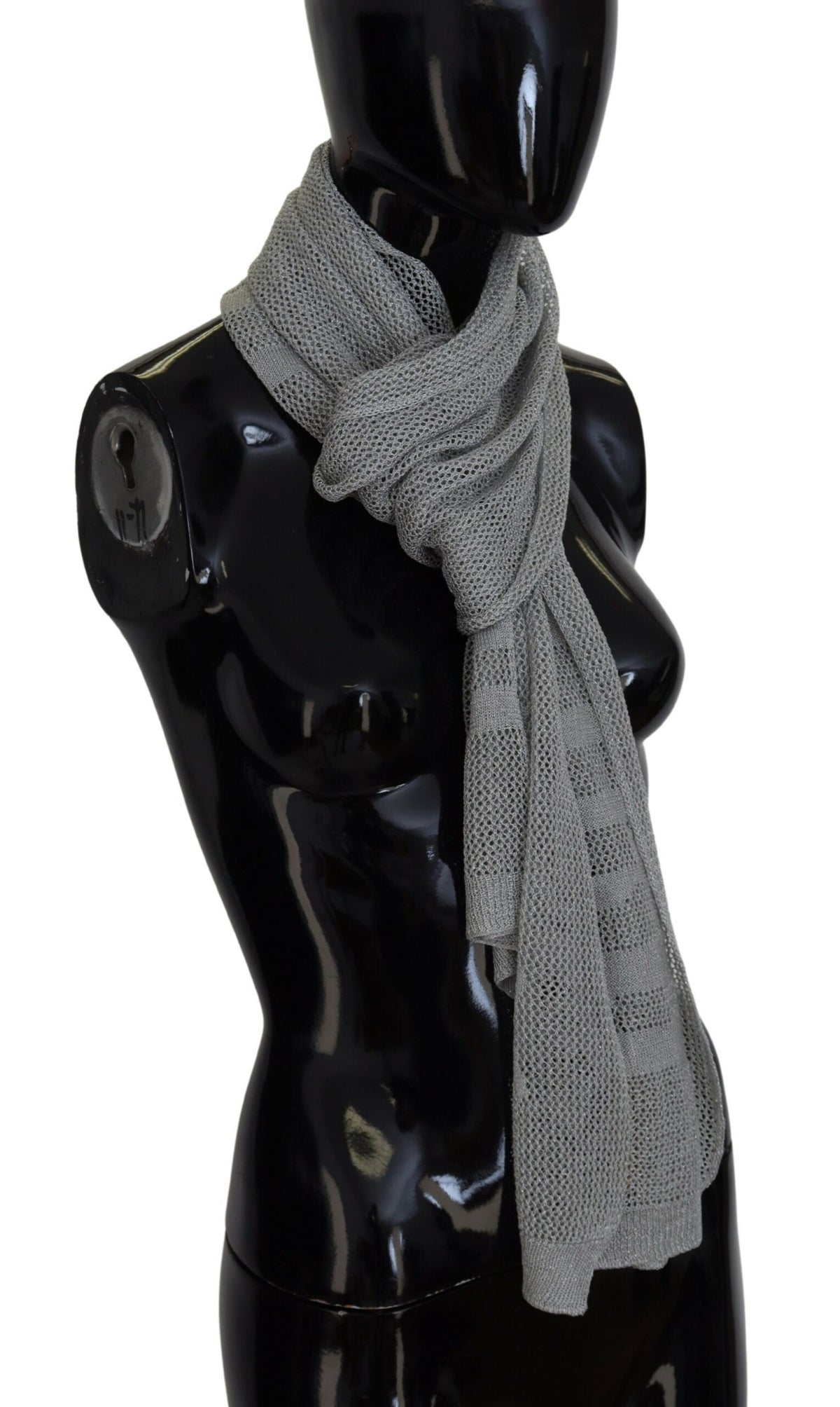 New John Galliano Gray Logo Knitted Neck Wrap Shawl Foulard Scarf