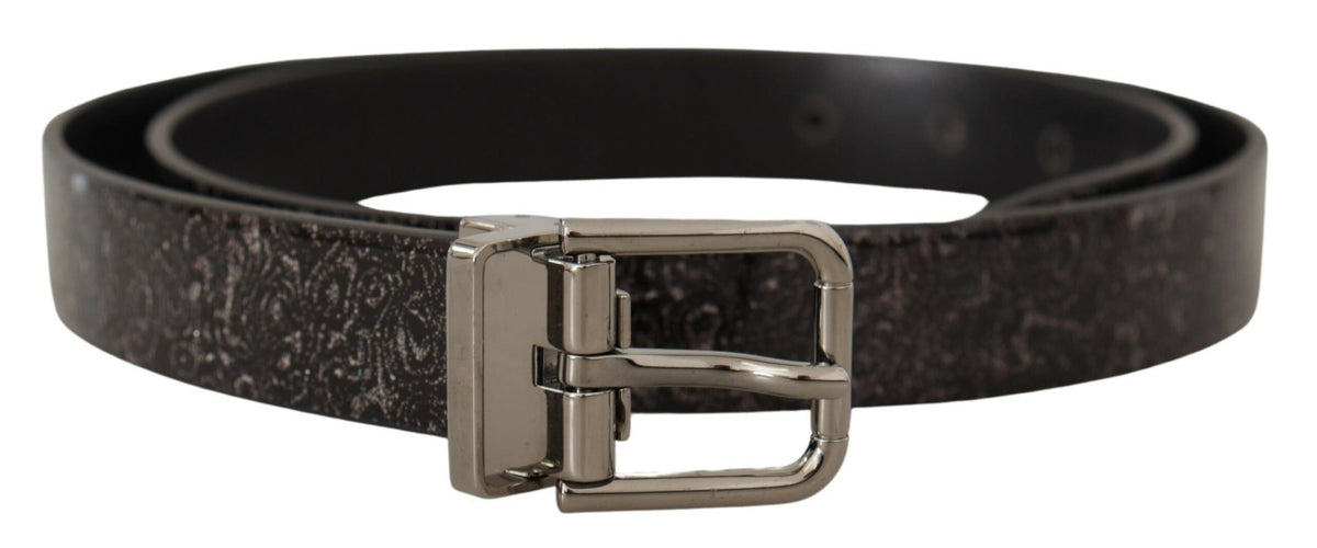 New Dolce & Gabbana Black Goccia Glitter Patent Leather Buckle Vernice Belt