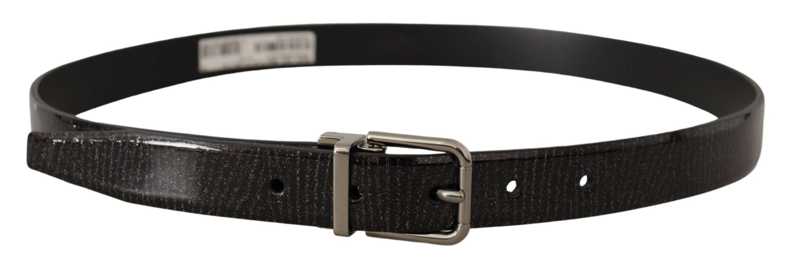 New Dolce & Gabbana Black Leather Vernice Metal Buckle Belt