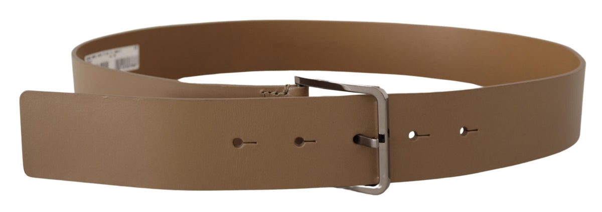 New Dolce & Gabbana Beige Wide Silver Metal Belt