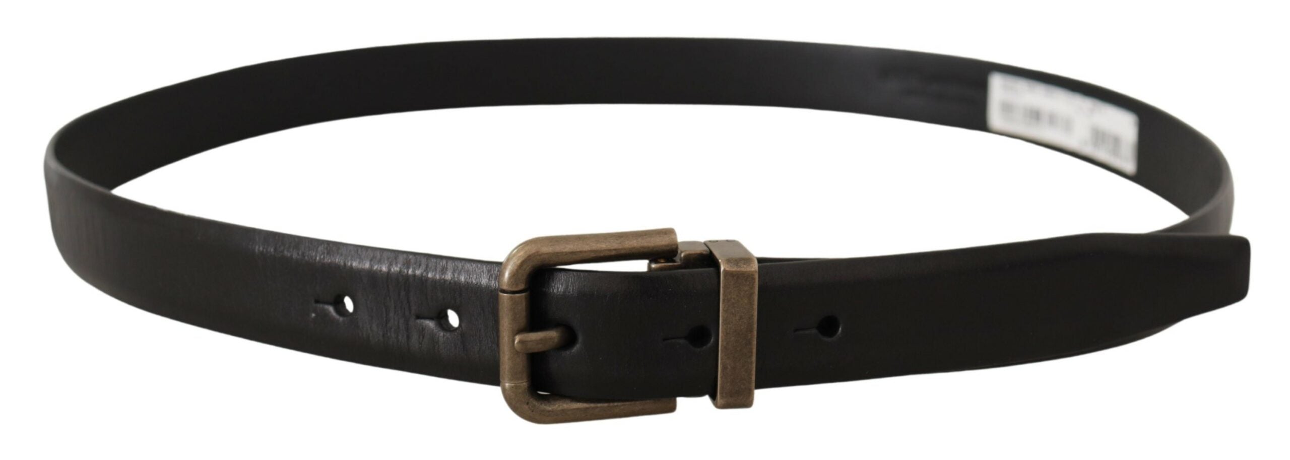New Dolce & Gabbana Black Brushed Box Buckle Belt