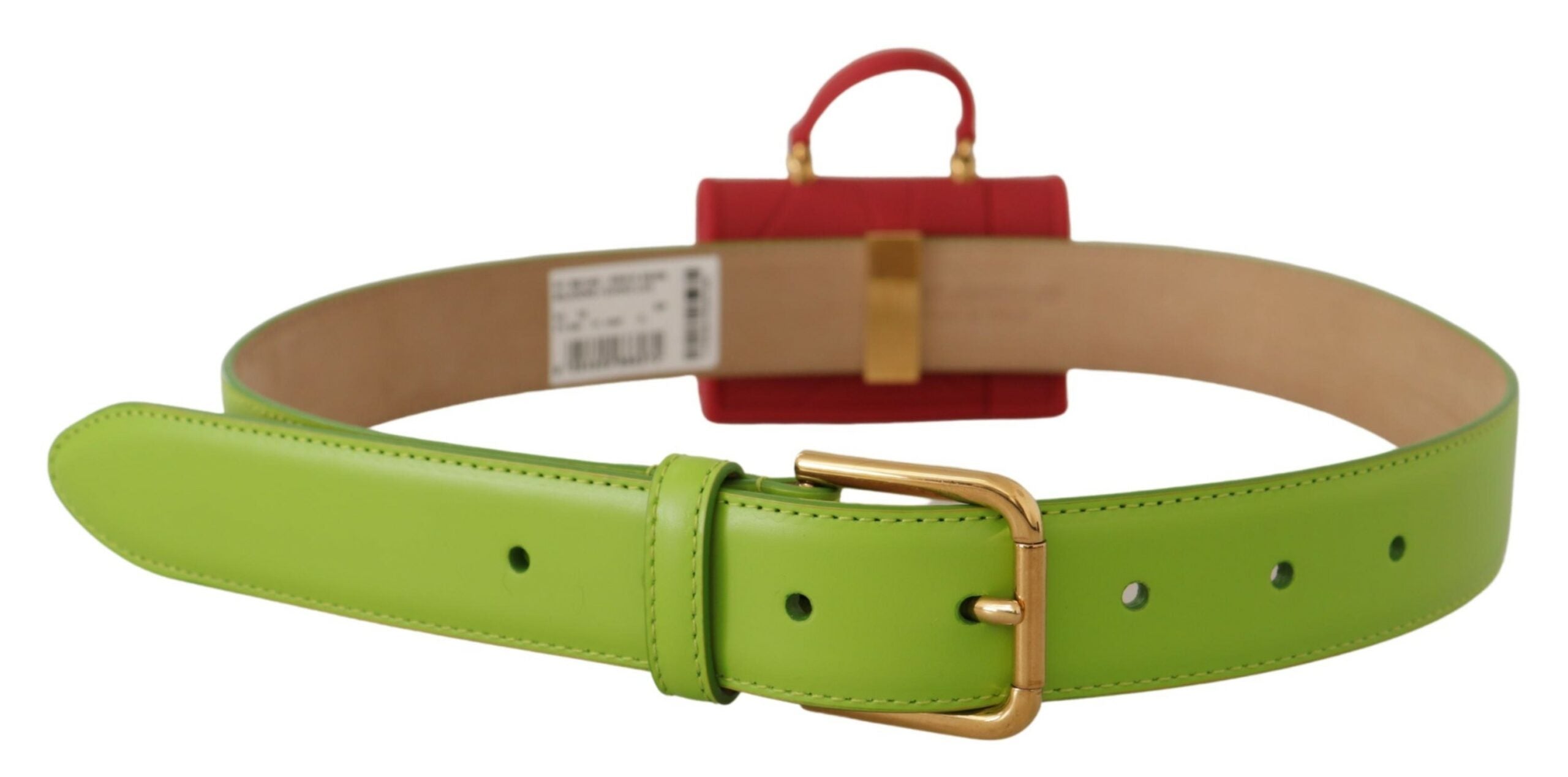 New Dolce & Gabbana Green Leather Devotion Heart Micro Bag Headphones Belt