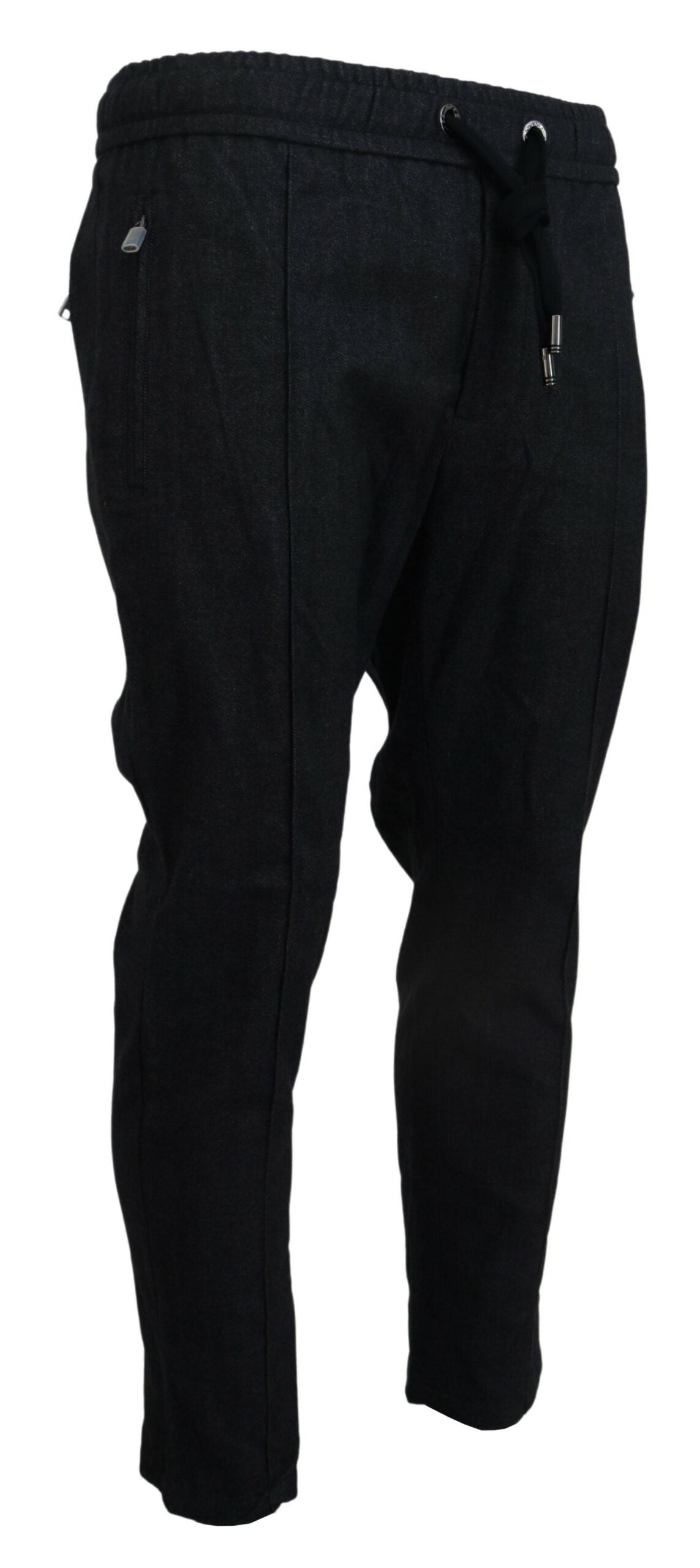 New Dolce & Gabbana Grey Cotton Tapered Cotton Pants