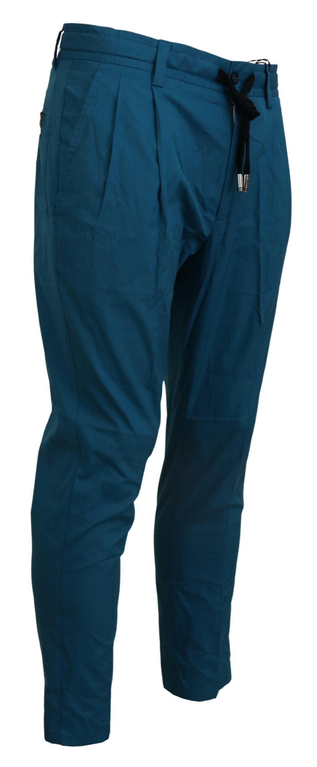 New Dolce & Gabbana Blue Cotton Chinos Trousers Pants