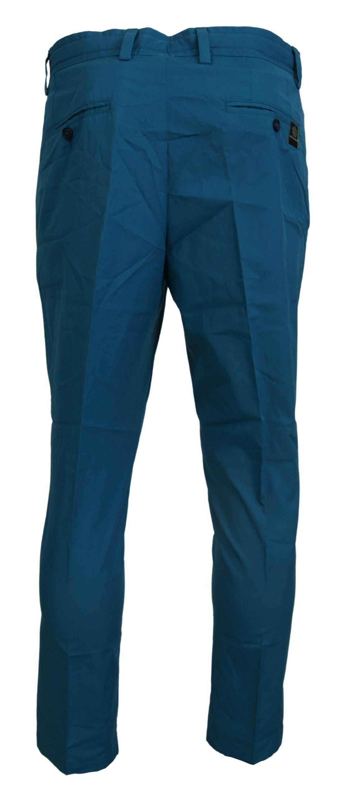 New Dolce & Gabbana Blue Cotton Chinos Trousers Pants