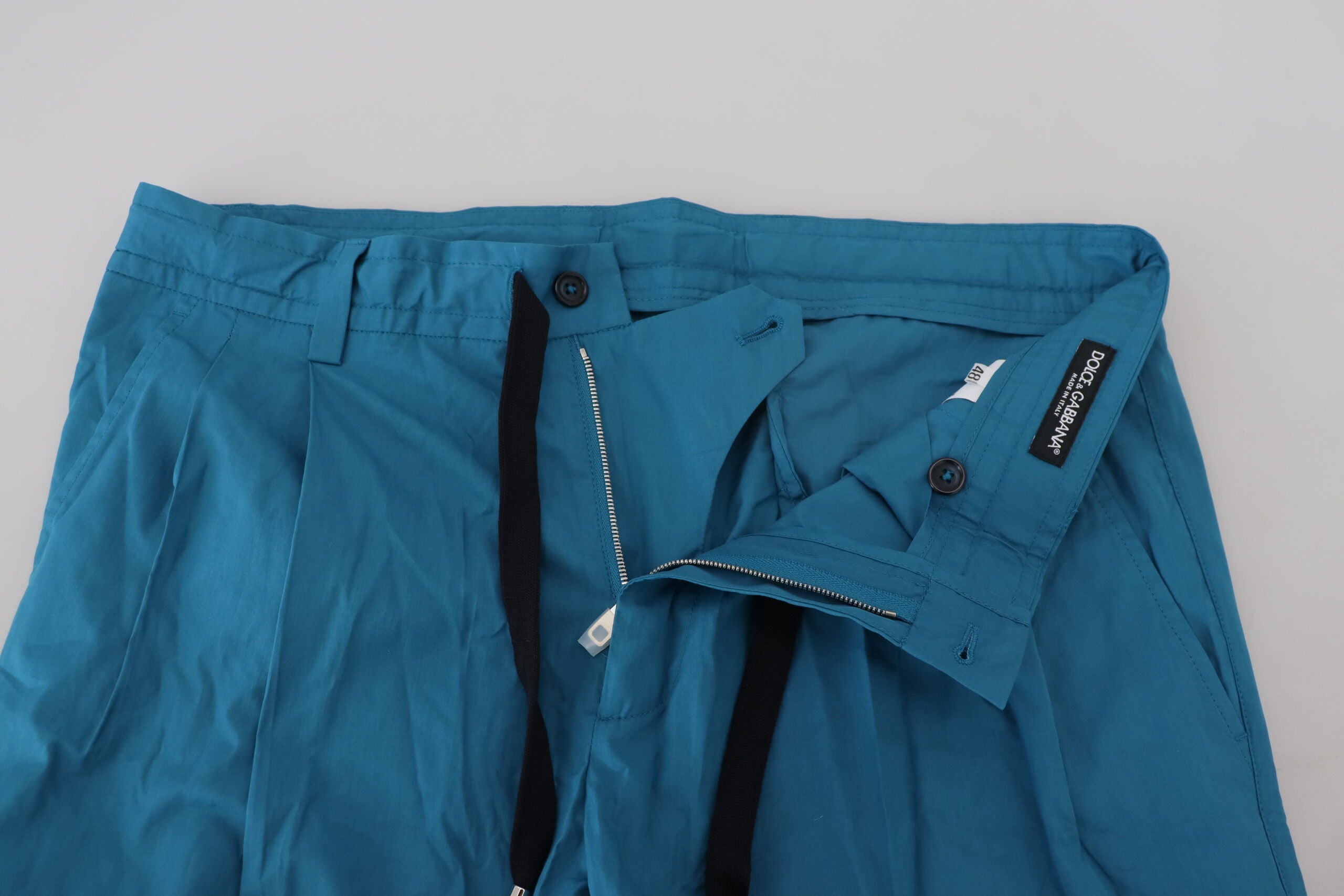 New Dolce & Gabbana Blue Cotton Chinos Trousers Pants