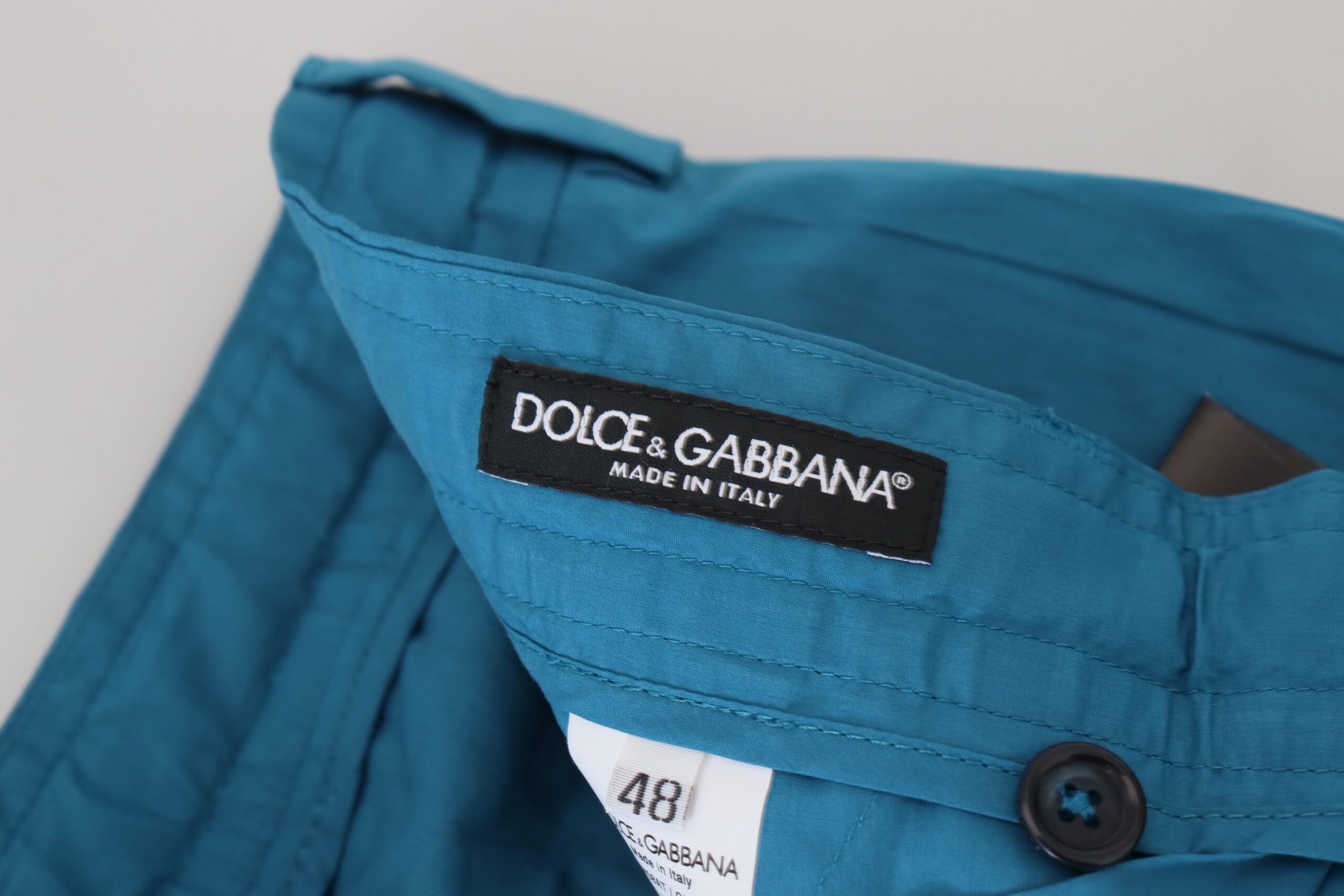 New Dolce & Gabbana Blue Cotton Chinos Trousers Pants