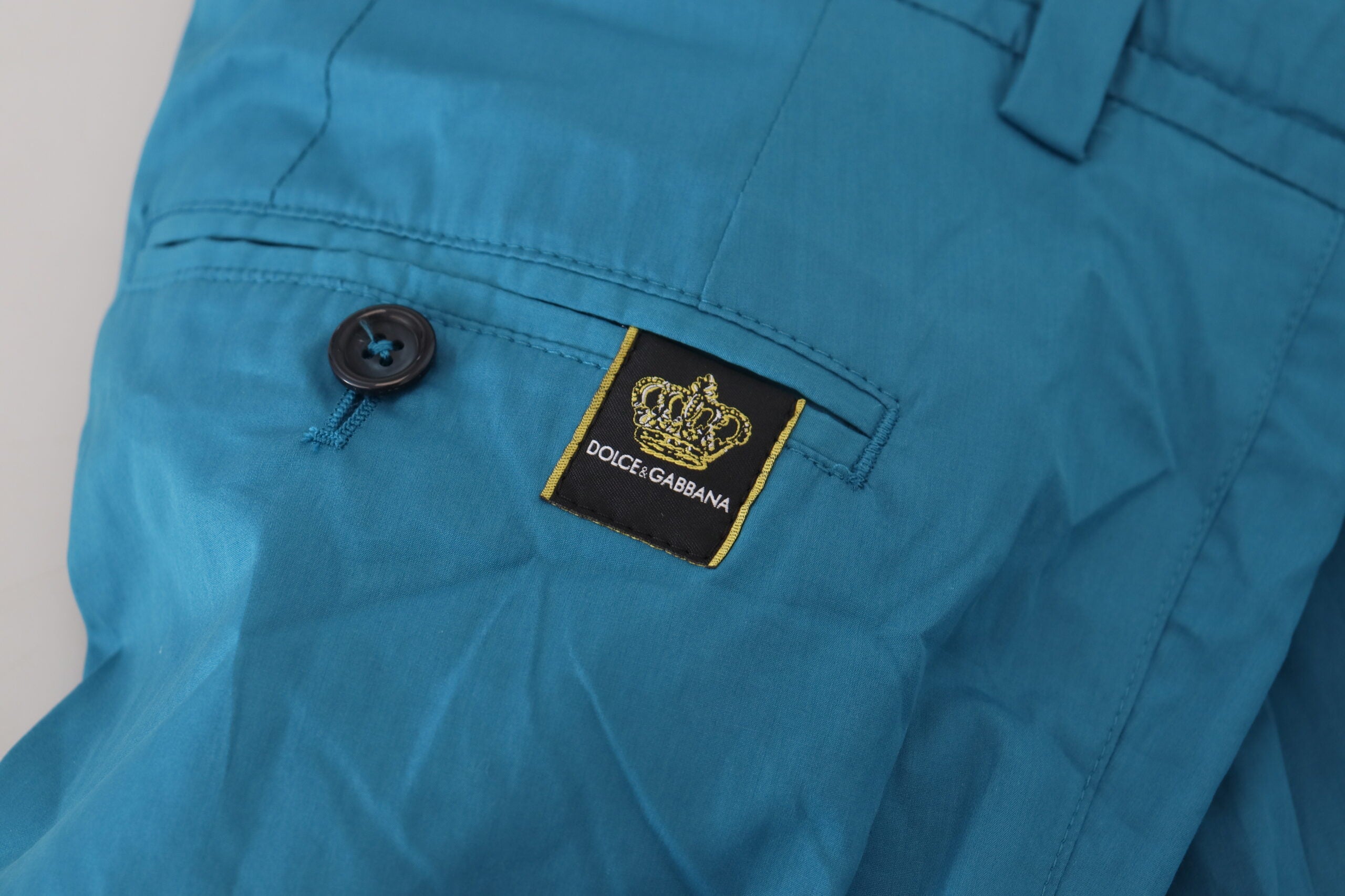 New Dolce & Gabbana Blue Cotton Chinos Trousers Pants