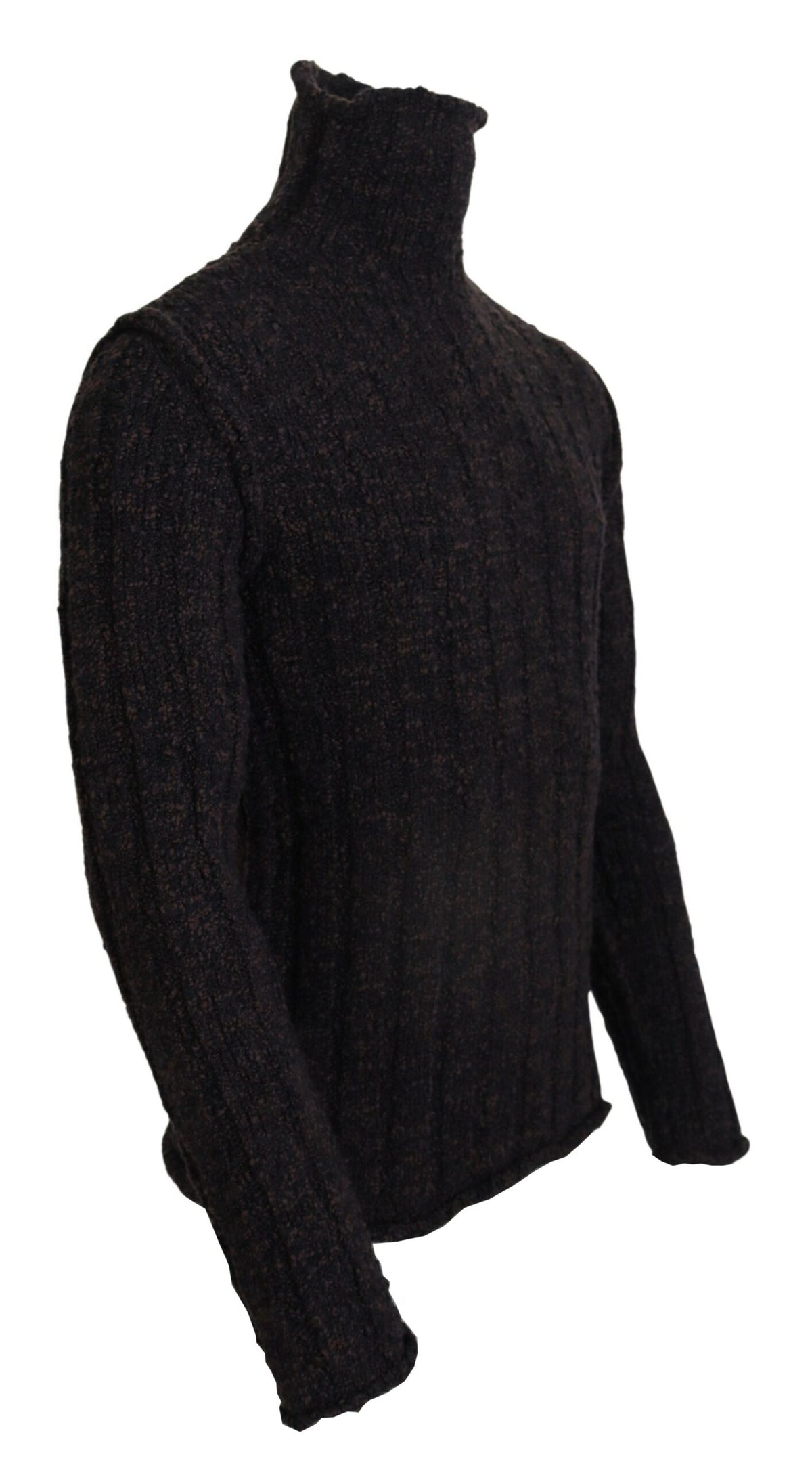New Dolce & Gabbana Brown Wool Knit Turtleneck Pullover Sweater